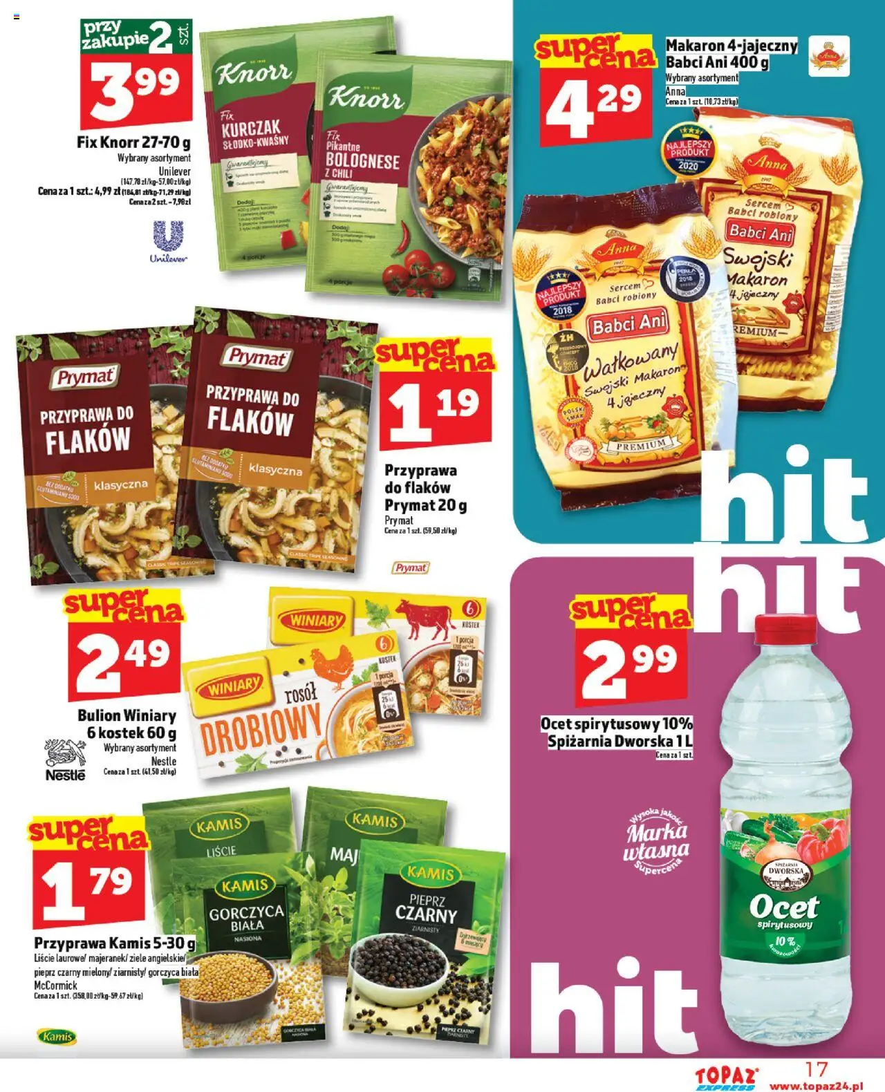Topaz Gazetka - Express od 07.08.2025 | Strona: 17 | Produkty: Ocet spirytusowy, Ocet, Kurczak, Pieprz