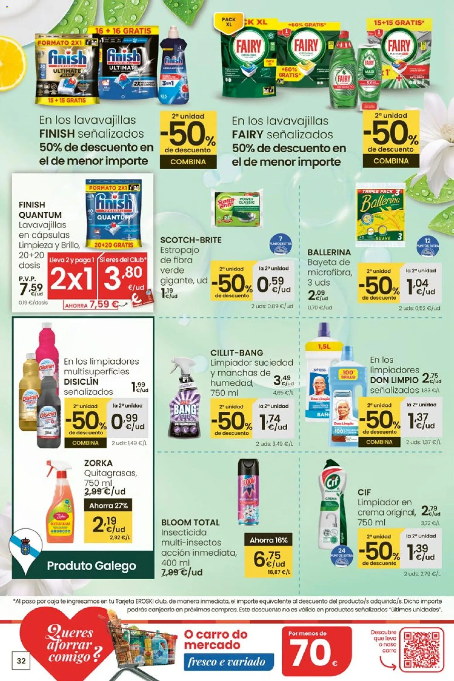 Eroski Quieres ahorrar conmigo │ válido desde el 16.04.2026 | Página: 32 | Productos: Crema, Té, Lavavajillas, Caja