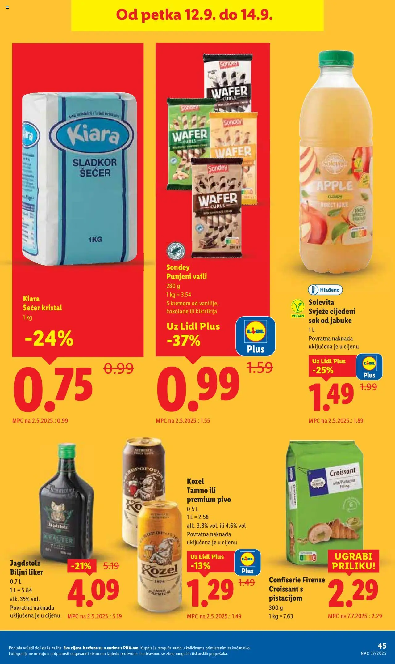 Lidl katalog | vrijedi od 11.09.2025 | Stranica: 45 | Proizvodi: Sok, Jabuke, Šećer, Liker