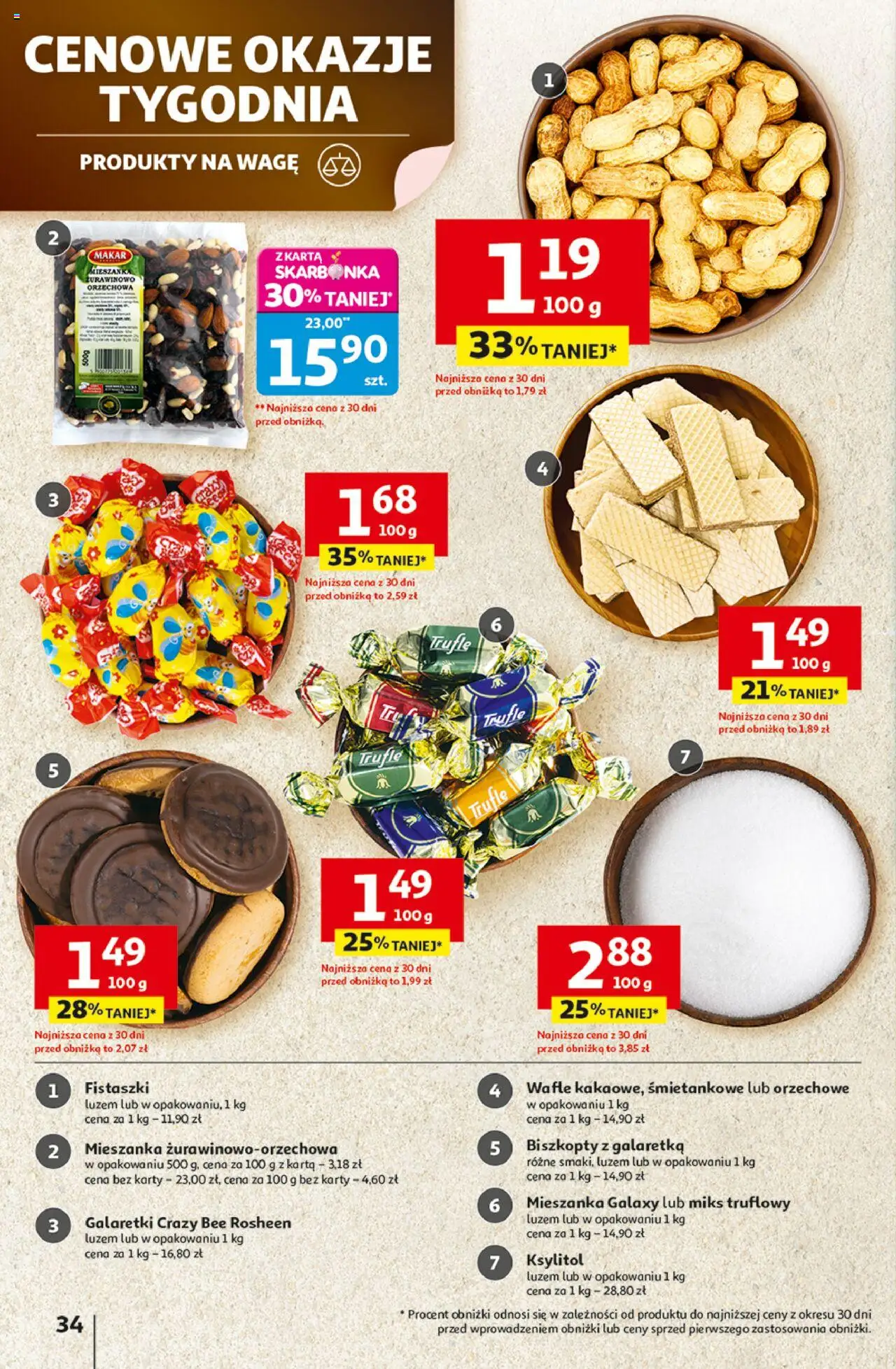 Auchan Gazetka - Pewność niskich cen Hipermarket od 07.08.2025 | Strona: 34 | Produkty: Karta, Galaretki, Wafle, Ksylitol