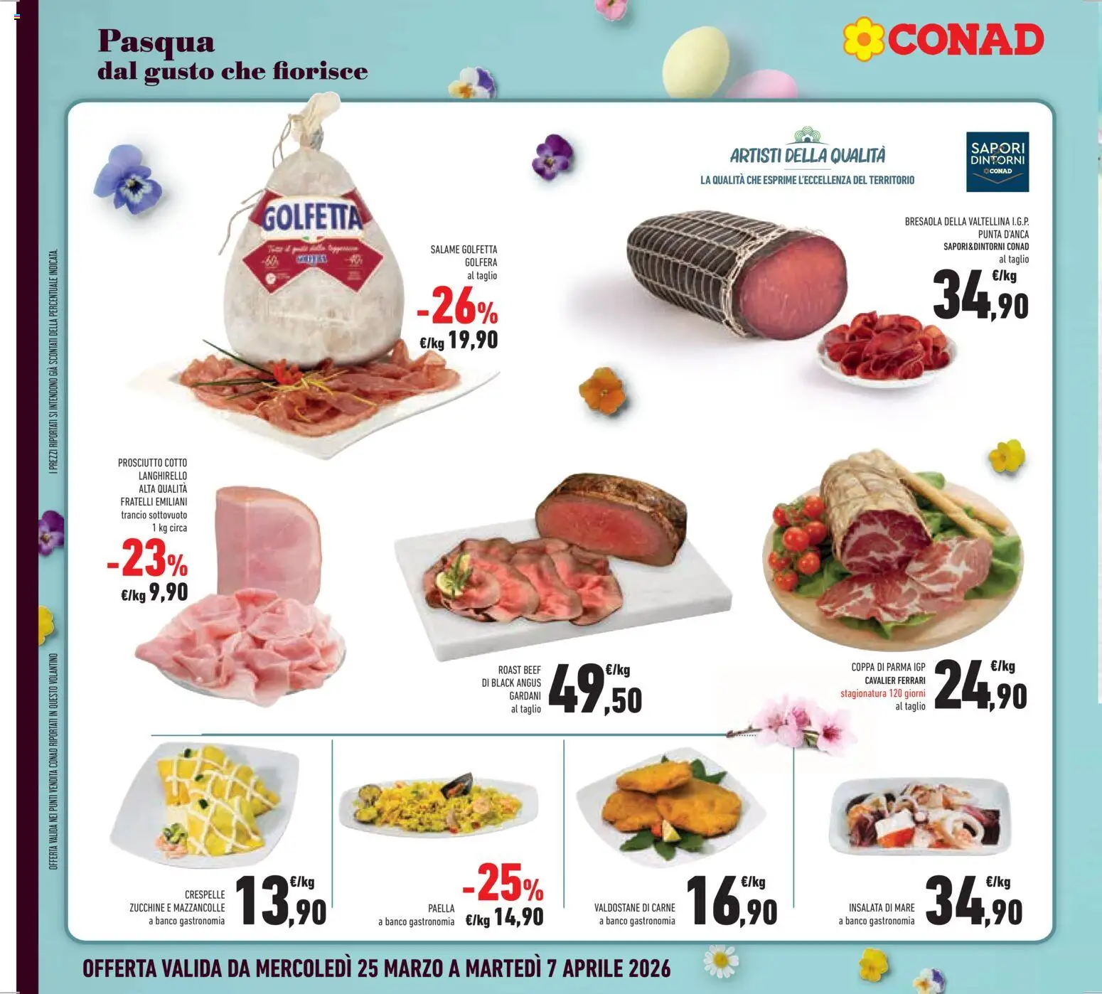 Volantino Conad del 25.03.2026 | Pagina: 18 | Prodotti: Salame, Mazzancolle, Zucchine, Paella