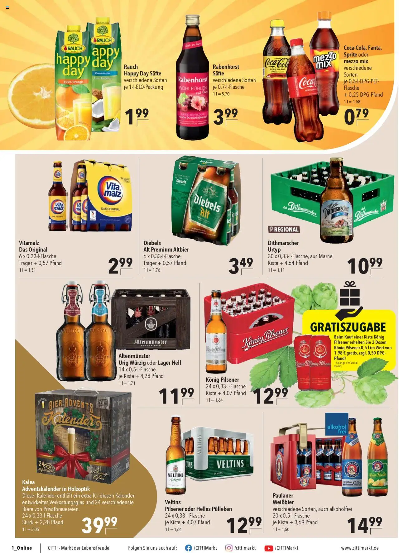 CITTI Markt Prospekt 	 – gültig ab 08.10.2025 | Seite: 12 | Produkte: Helles pulleken, Konig pilsener, Ananas, Diebels