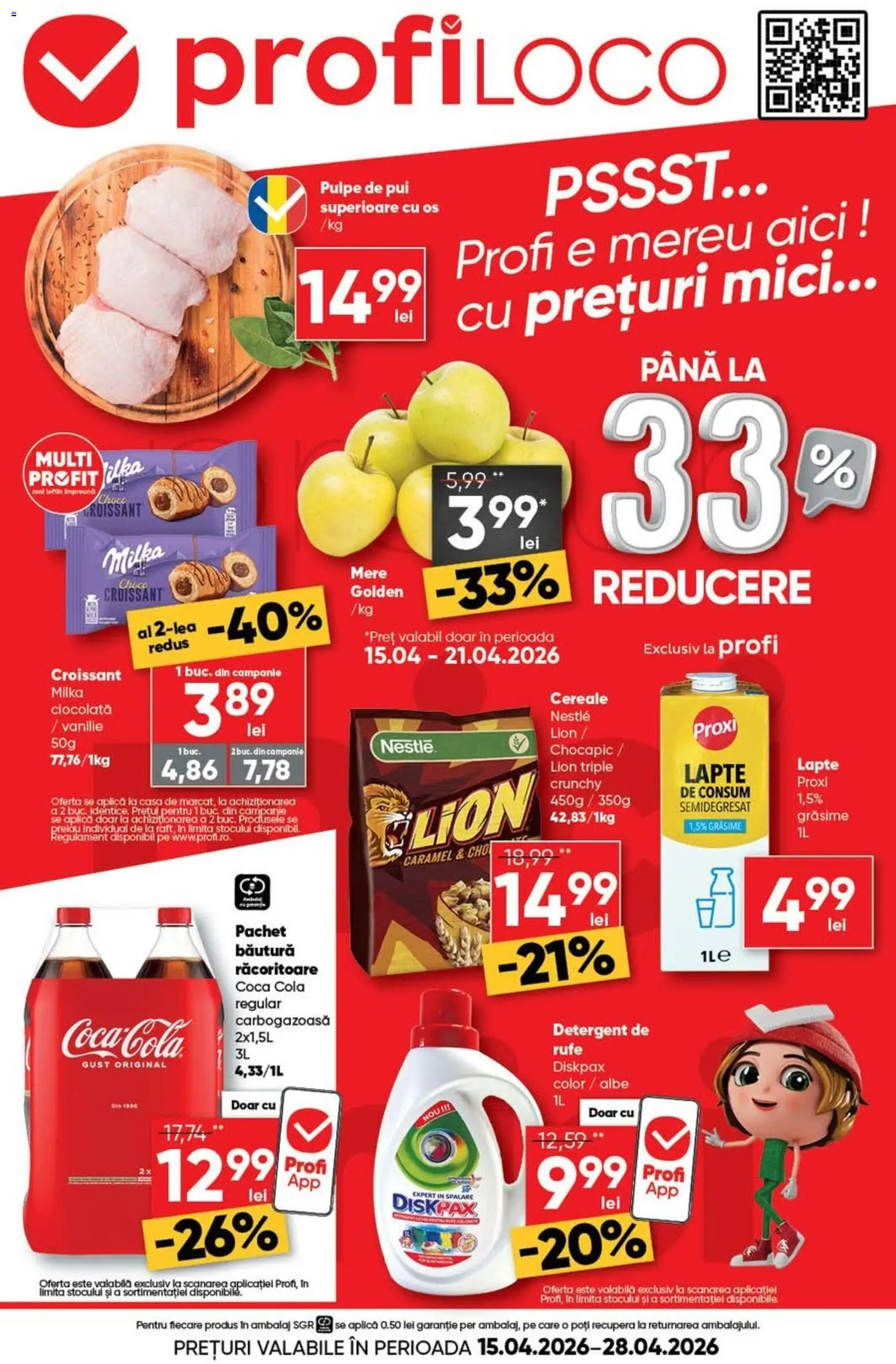 Noul catalog Profi – valabil de la 15.04.2026 | Pagină: 1 | Produse: Mici, Ciocolată, Mere, Cereale