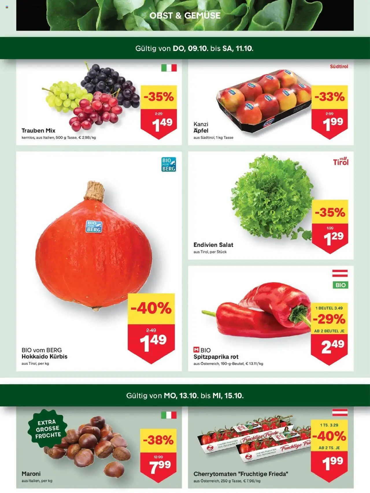 MPREIS Velden gültig ab 09.10.2025 | Seite: 2 | Produkte: Salat, Gemüse, Obst, Äpfel