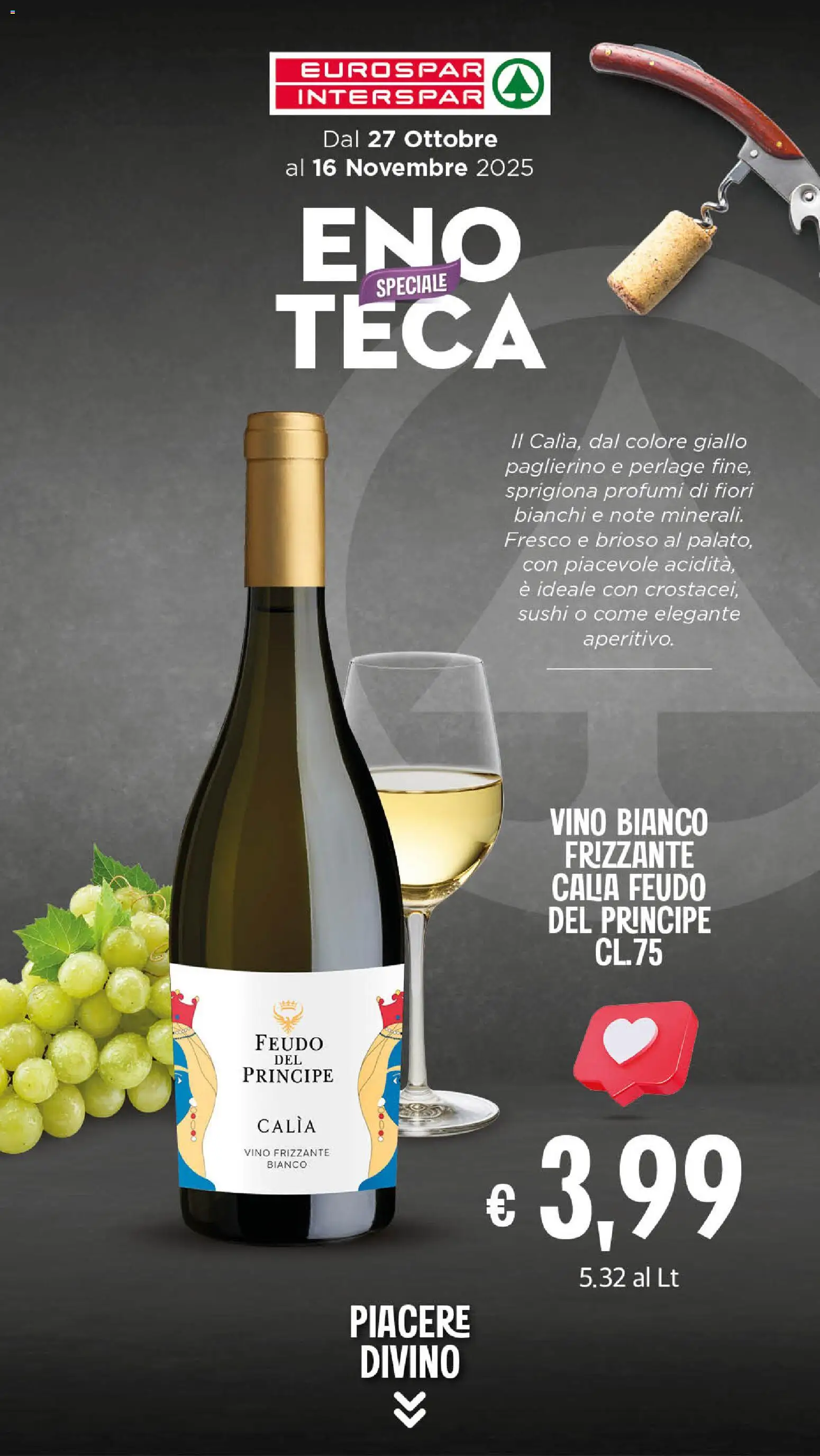 Volantino Eurospar del 27.10.2025 | Pagina: 7 | Prodotti: Vino, Sushi, Vino bianco