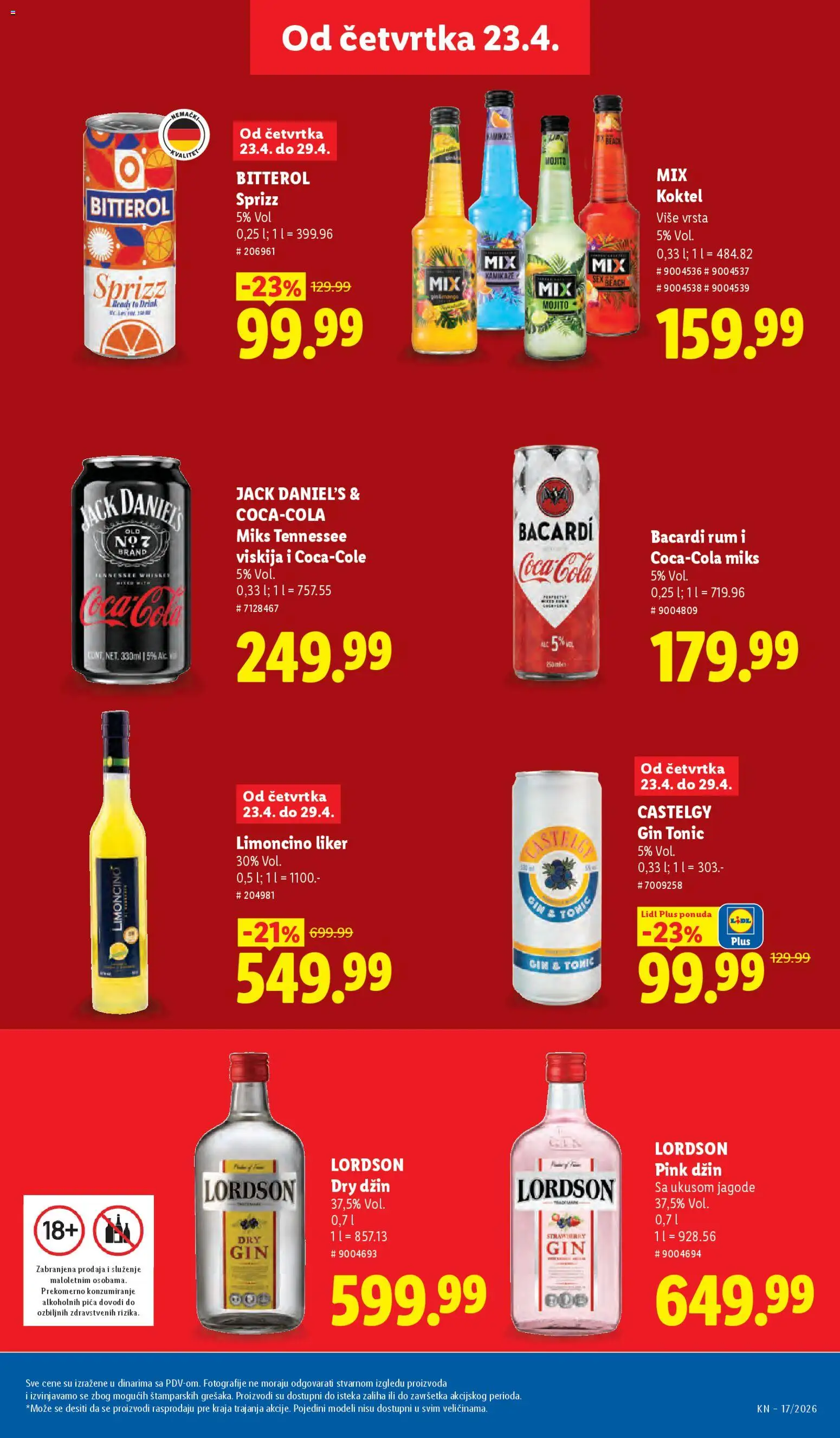 Lidl katalog - važi od 23.04.2026 | Strana: 41 | Proizvode: Liker, Jagode, Coca Cola, Pica