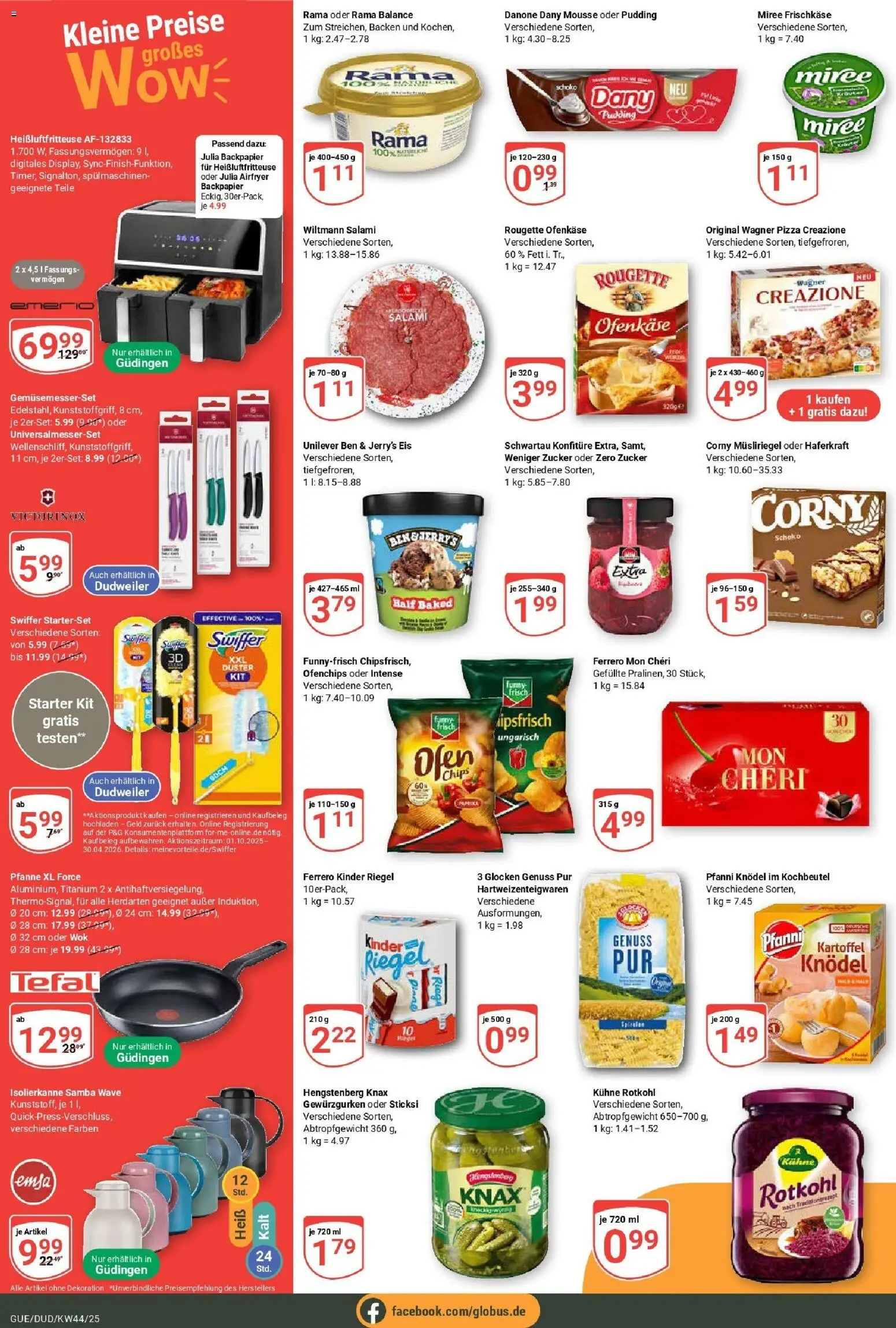 Globus prospekt Saarbrücken-Güdingen	 – gültig ab 26.10.2025 | Seite: 4 | Produkte: Wagner pizza, Zucker, Pizza, Mon cheri