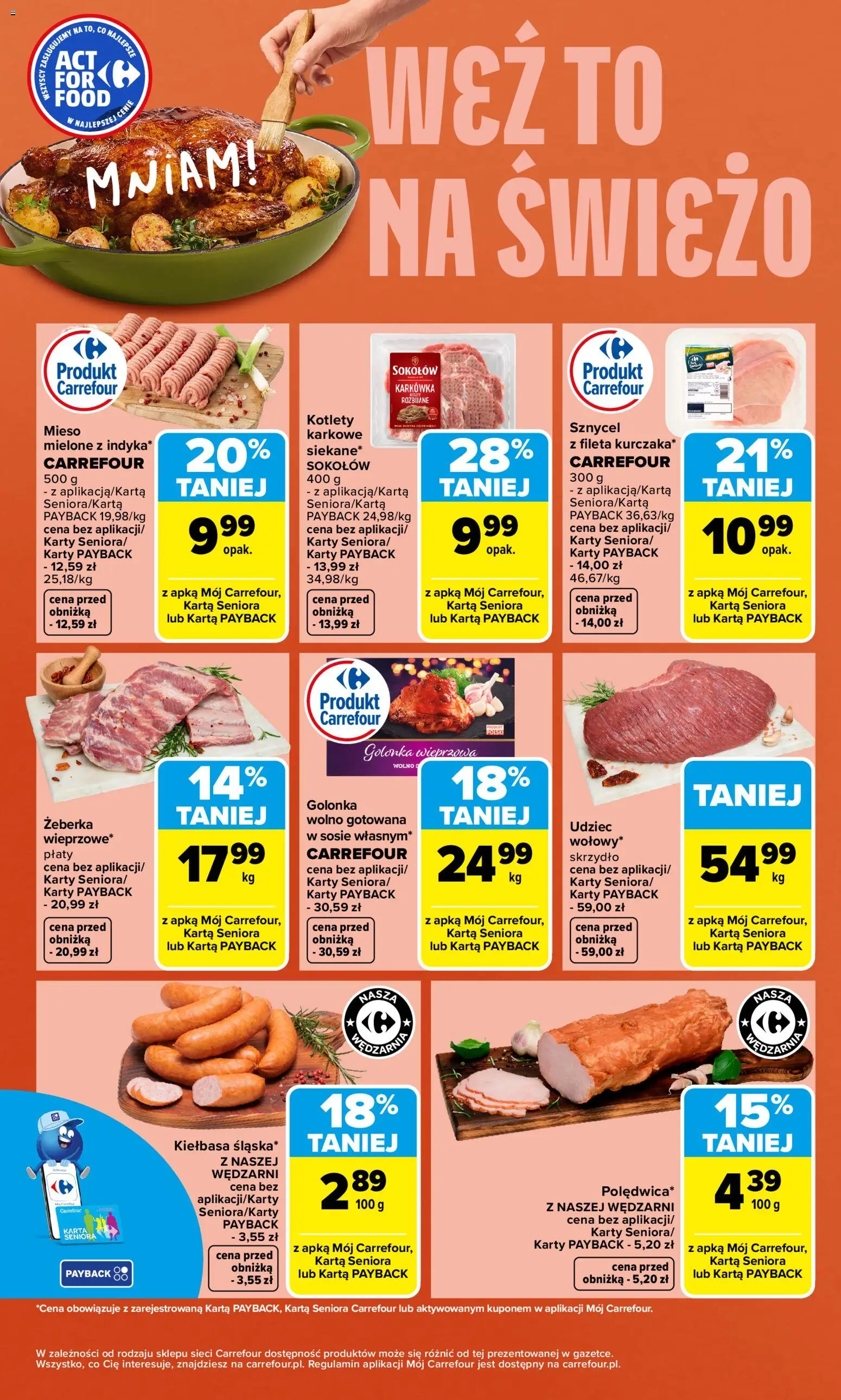 Carrefour gazetka - Weź to na świeżo od 20.04.2026 | Strona: 3 | Produkty: Kiełbasa, Karkówka, Mięso, Kotlety