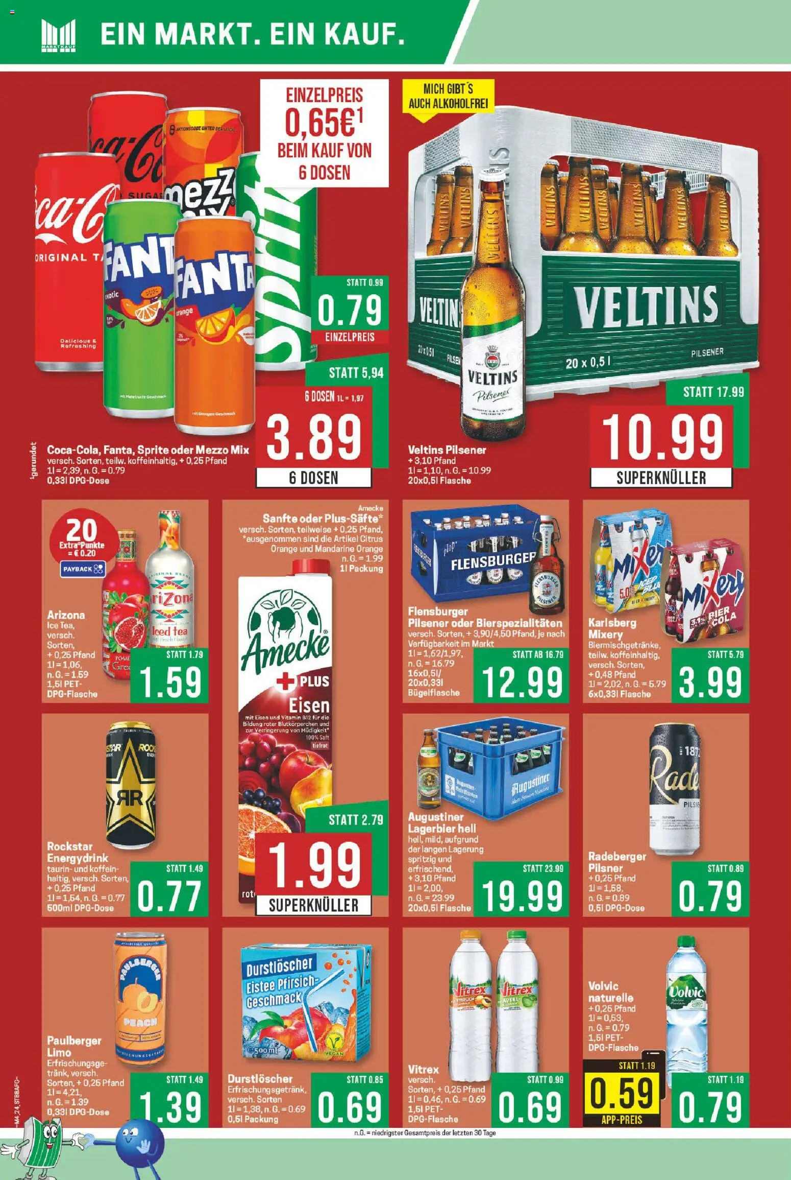Marktkauf Prospekt 	 – gültig ab 19.01.2026 | Seite: 24 | Produkte: Äpfel, Pfirsich, Saft, Veltins