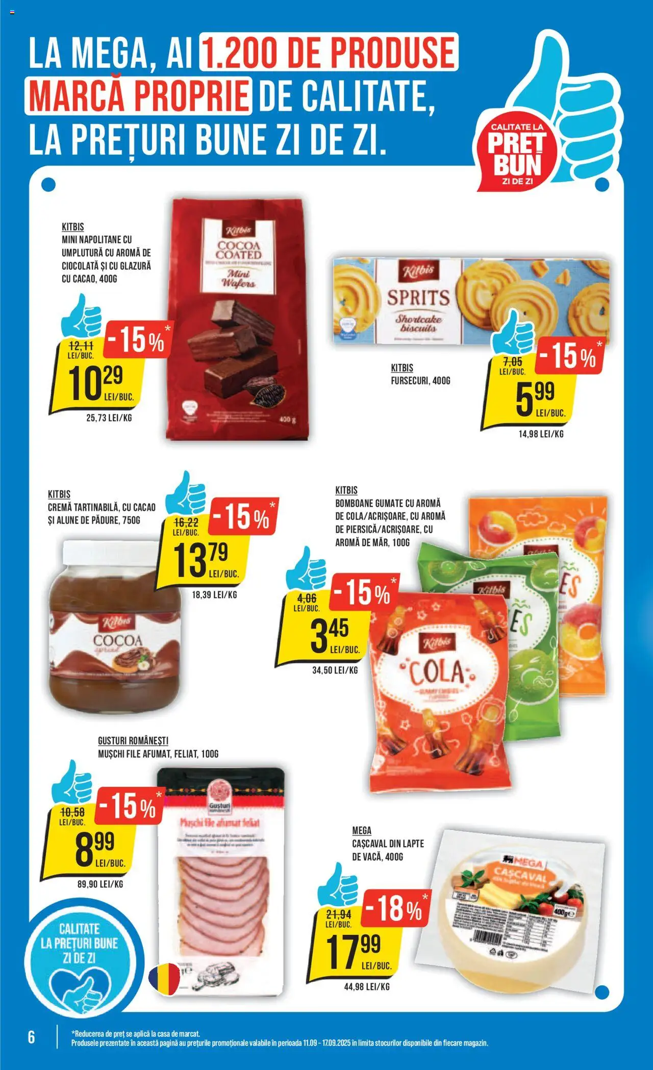 Noul catalog Mega Image – valabil de la 11.09.2025 | Pagină: 6 | Produse: Napolitane, Amerikan servis, Alune, Lapte
