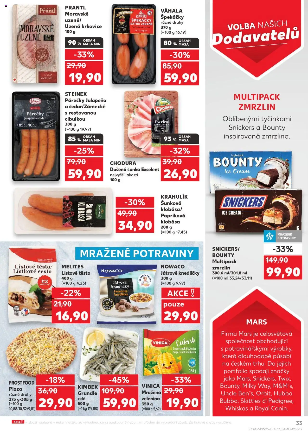 Kaufland leták od 18.06.2025 | Strana: 33 | Produkty: Klobása, Čedar, Potraviny, Uzená krkovice