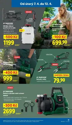 Náhled letáku Zahradní nůžky, amboss/bypass/univerzální od 13.04.2026 | Strana: 9 | Produkty: Nůžky, Ponorné čerpadlo, Postřikovač, LED