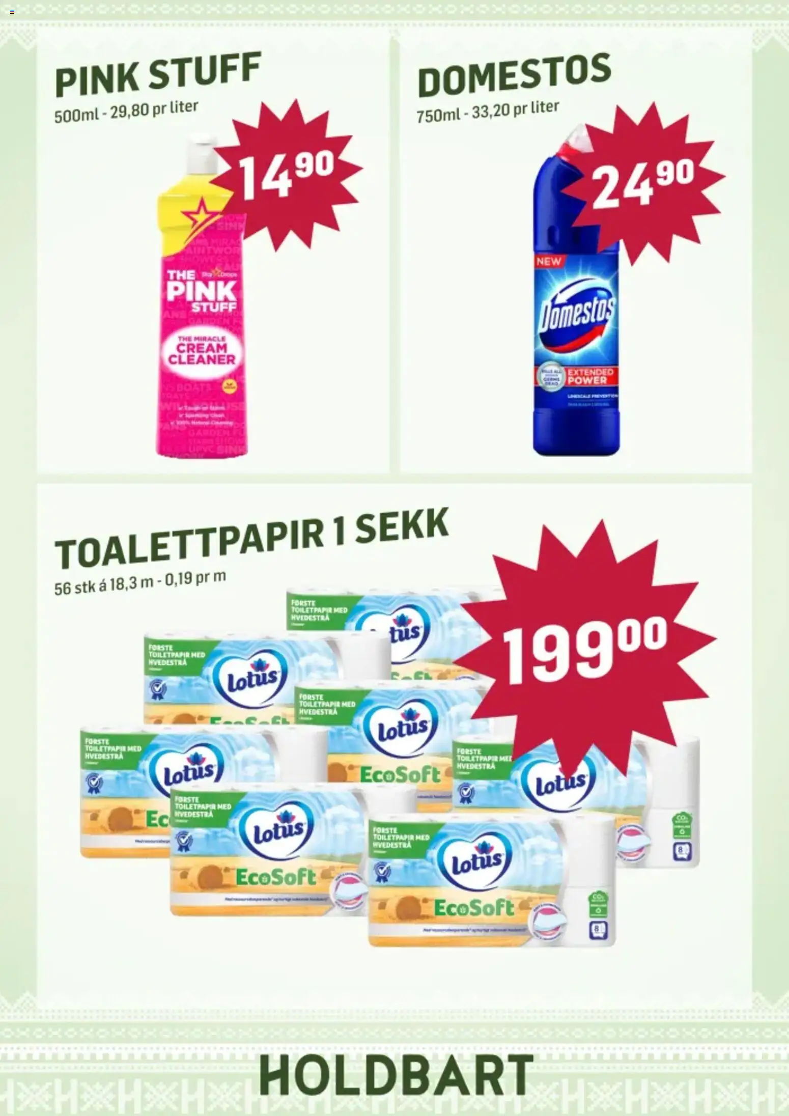 {H1} | Side: 9 | Produkter: Toalettpapir, Суміш дитяча, Sparris