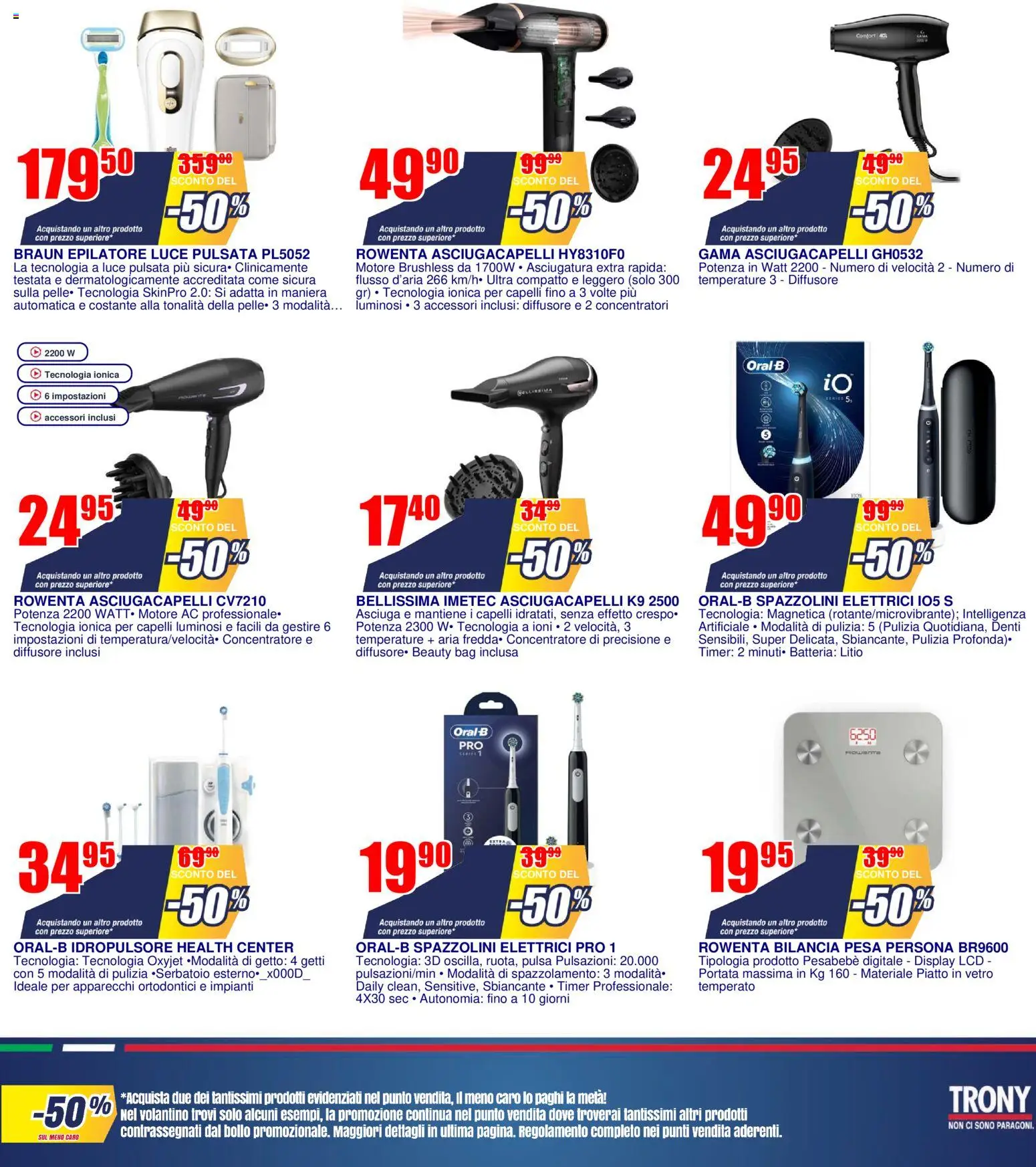 Volantino Trony del 19.02.2026 | Pagina: 10 | Prodotti: Bilancia, Epilatore, Asciugacapelli, Batteria