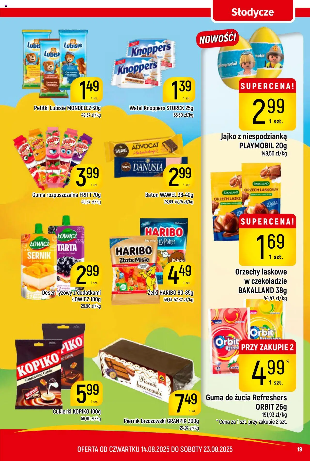 Piotruś Pan Gazetka od 14.08.2025 | Strona: 19 | Produkty: Knoppers, Słodycze, Cukierki kopiko, Orzechy laskowe