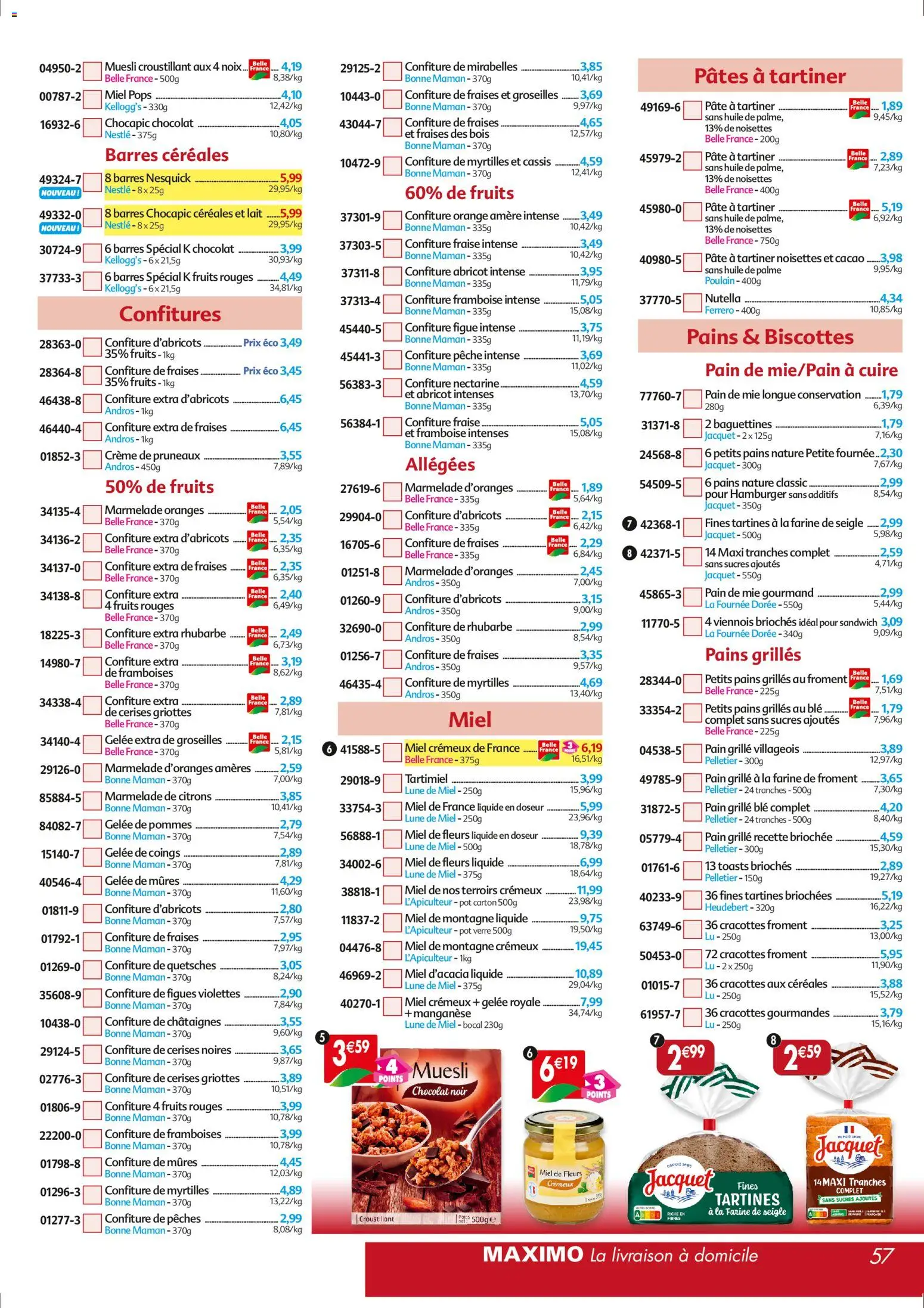 {H1} | Page: 57 | Produits: Nectarine, Sandwich, Marmelade, Gelée
