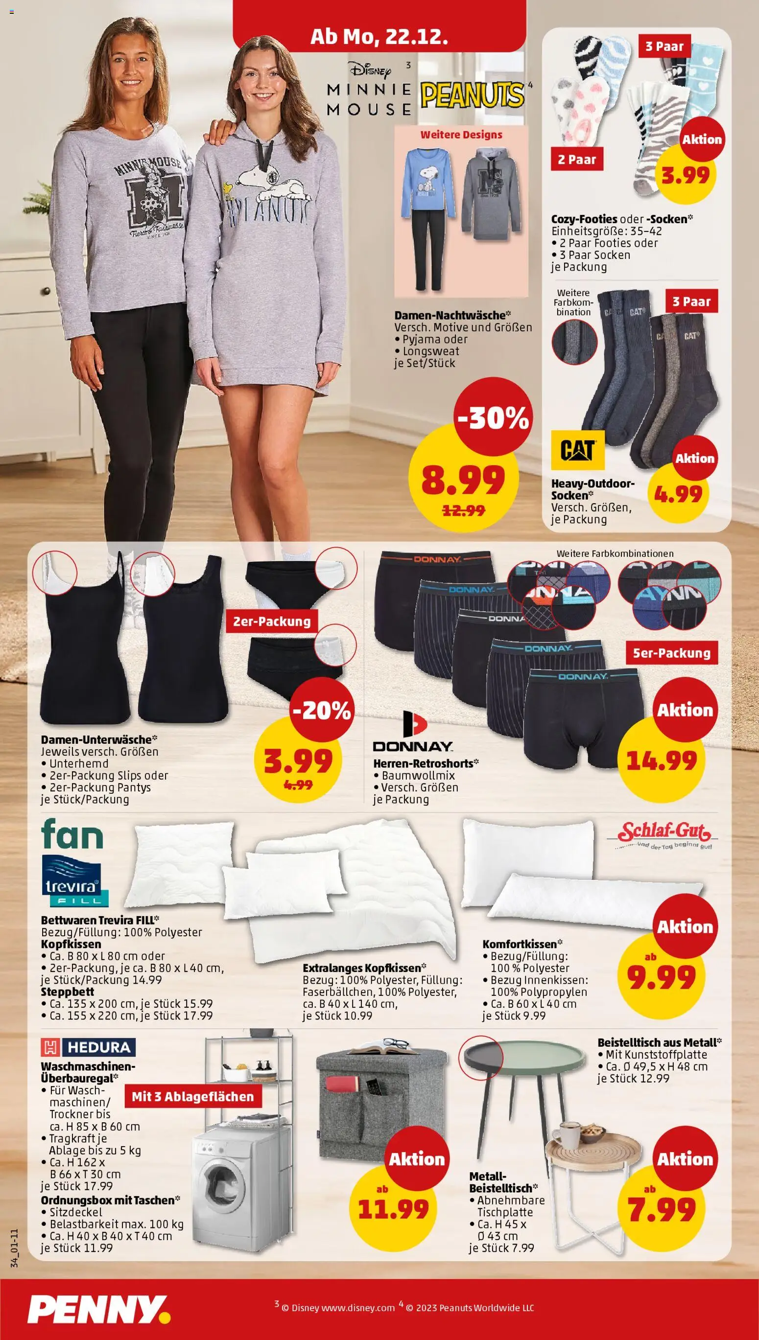 Penny Prospekt 	 – gültig ab 22.12.2025 | Seite: 38 | Produkte: Beistelltisch, Unterhemd, Kopfkissen, Socken