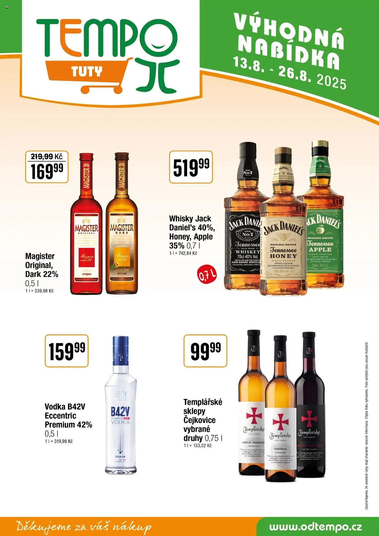 Tempo leták - Tuty od 13.08.2025 | Strana: 11 | Produkty: Whiskey, Vodka, Magister, Whisky