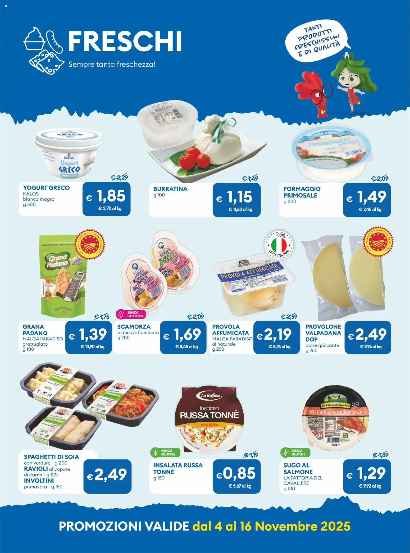 Volantino MD Discount del 04.11.2025 | Pagina: 3 | Prodotti: Yogurt greco, Salmone, Ravioli, Provola