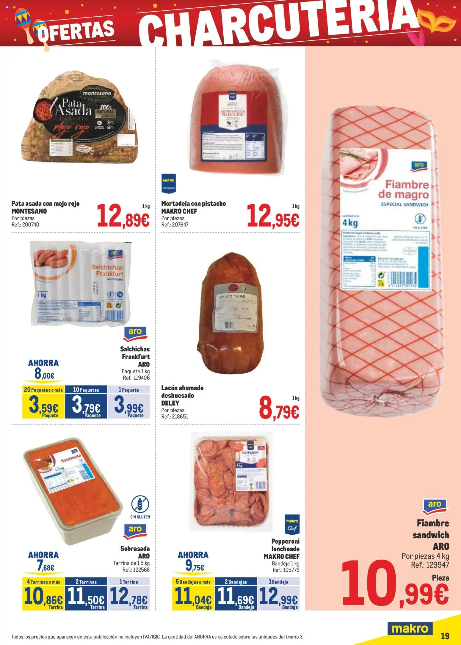 Makro - Precios Canarias │ válido desde el 02.02.2026 | Página: 19 | Productos: Mortadela, Bandeja, Sobrasada, Loncheado