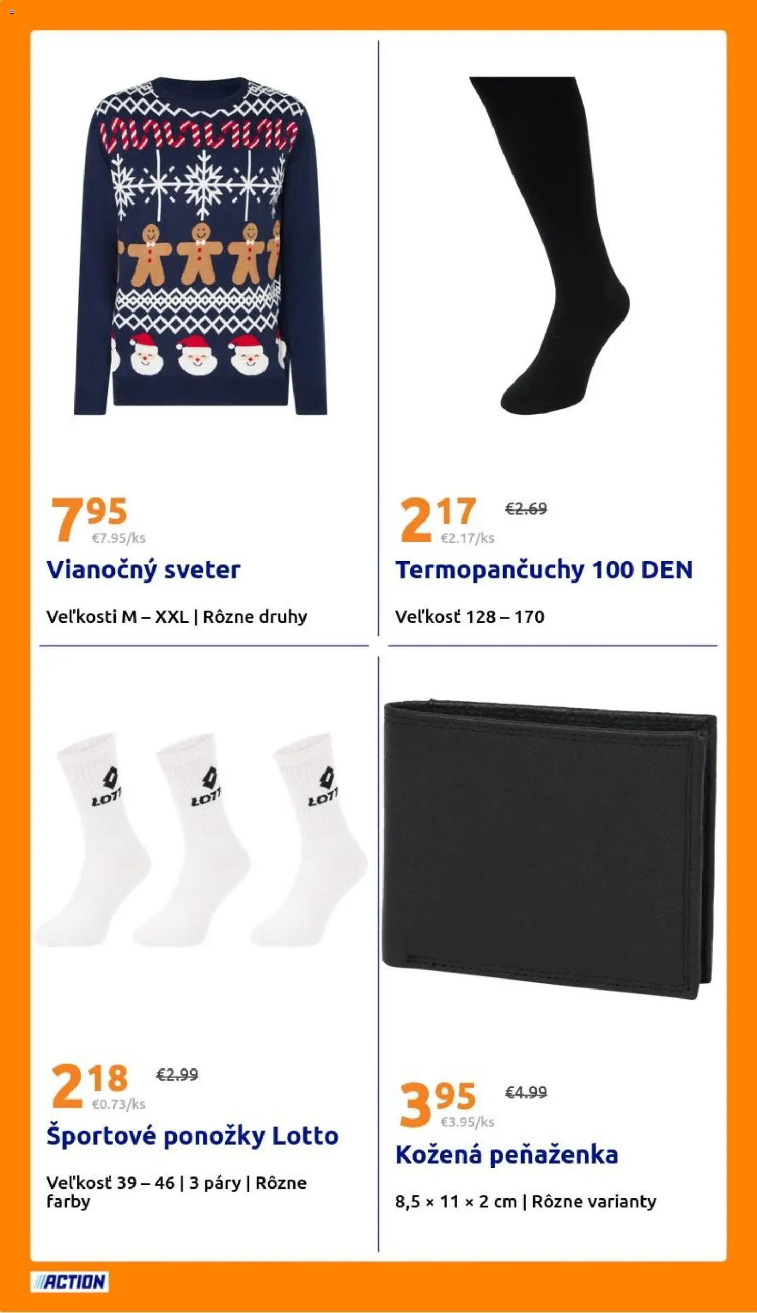 Nové Action akcie – leták je platný od 24.12.2025 | Strana: 18 | Produkty: Sveter, Ponožky, Peňaženka