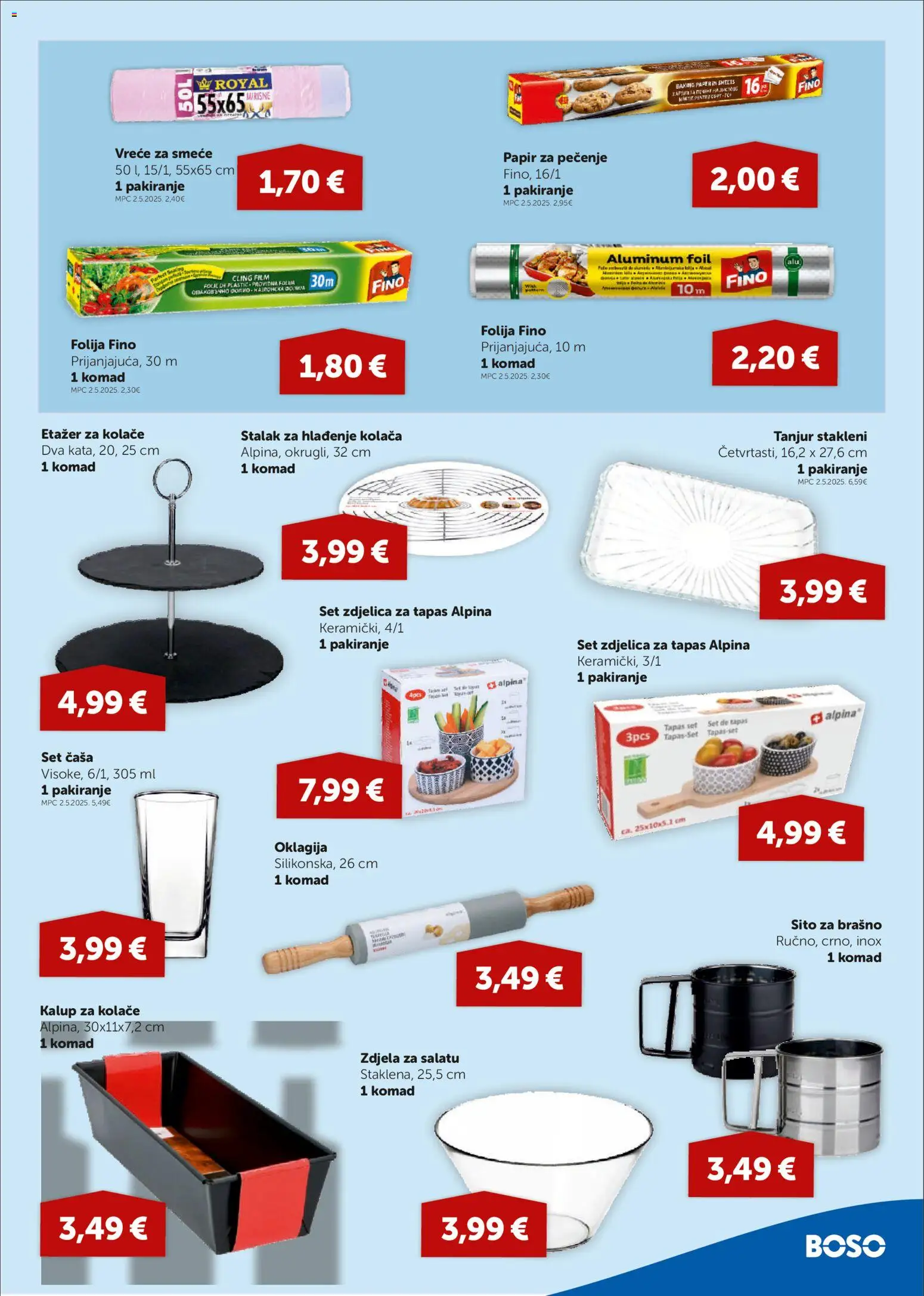 Boso katalog | vrijedi od 26.03.2026 | Stranica: 13 | Proizvodi: Brašno, Vreće za smeće, Papir za pečenje, Zdjela