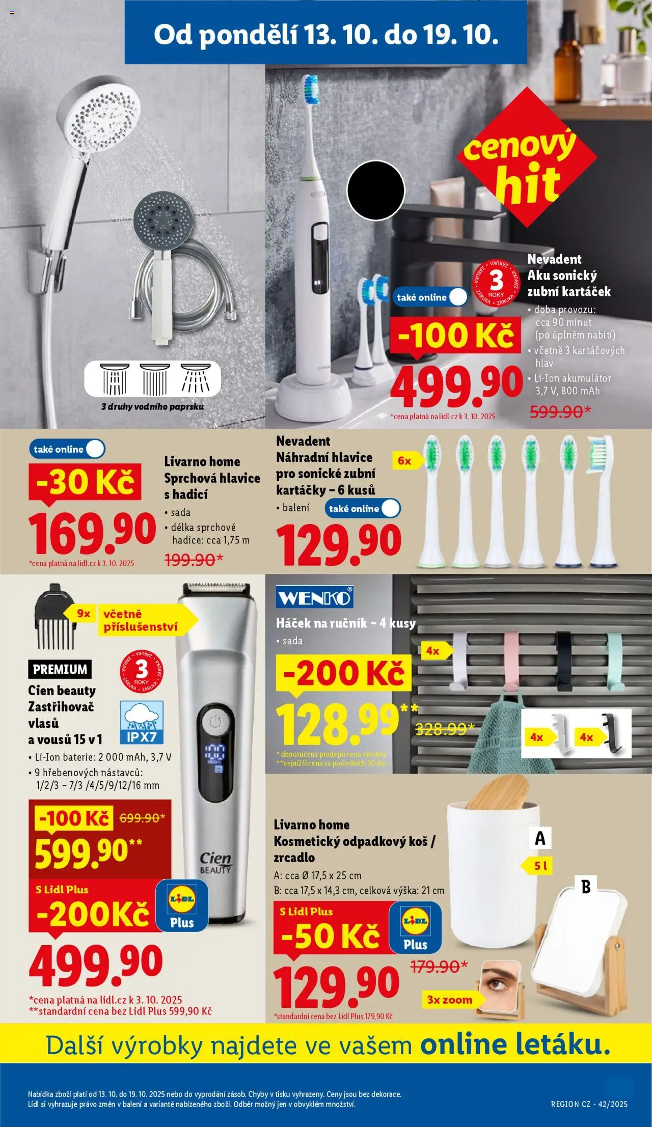 Lidl leták od 13.10.2025 | Strana: 35 | Produkty: Sprchová hlavice, Cien, Hadice, Koš