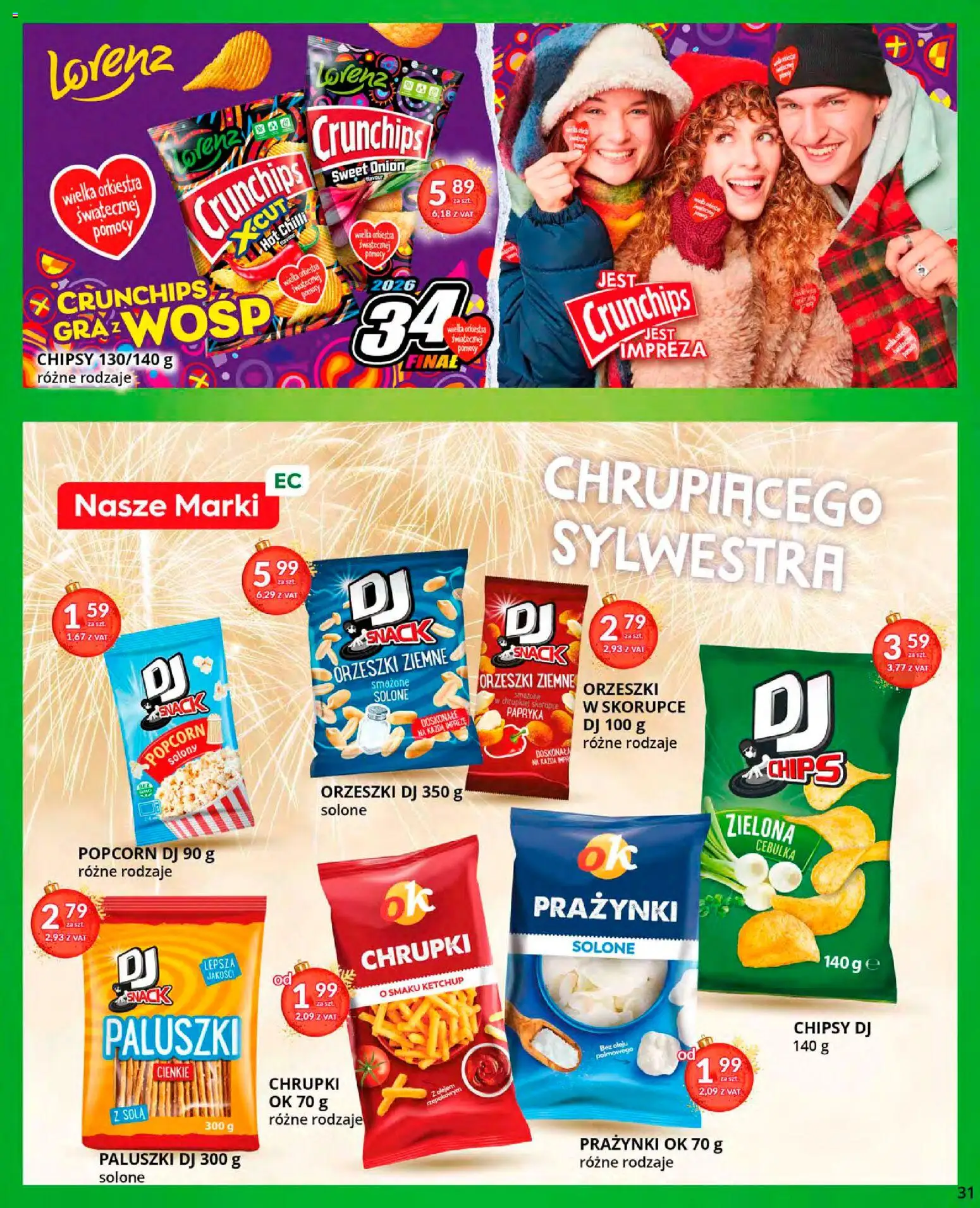 Eurocash Gazetka od 15.12.2025 | Strona: 31 | Produkty: Chipsy, Chrupki, Orzeszki ziemne, Popcorn