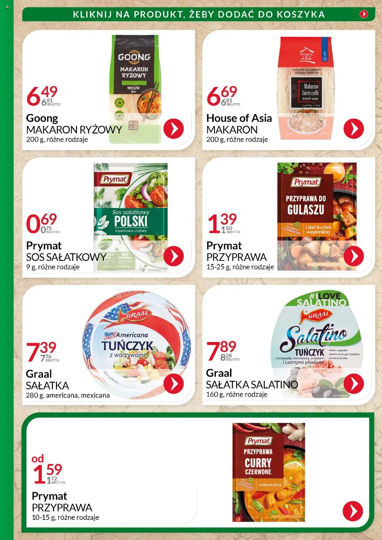 Eurocash Gazetka - Smaki Świata od 11.08.2025 | Strona: 5 | Produkty: Tuńczyk z warzywami, Curry, Makaron ryżowy, Tuńczyk