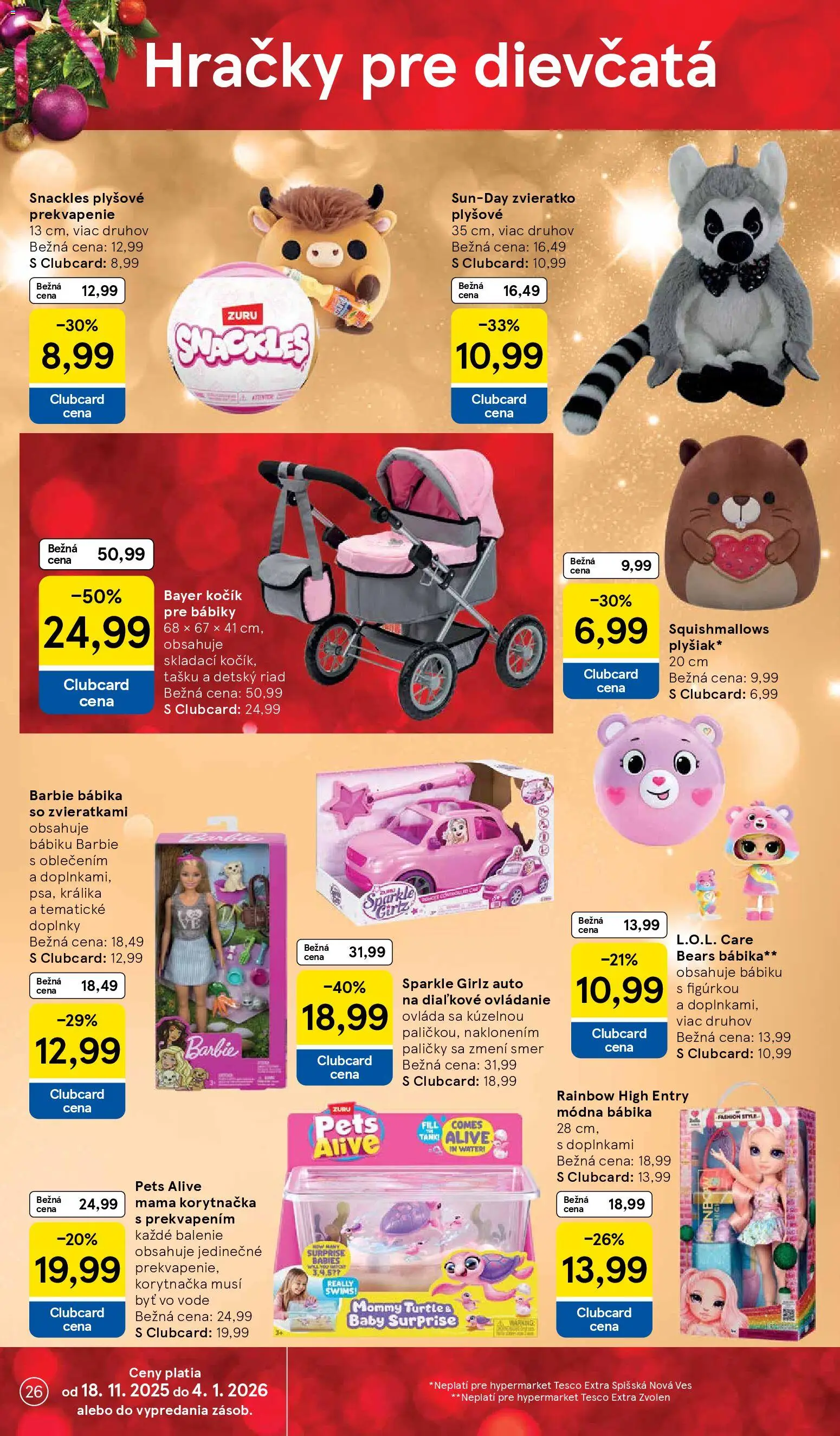 Nové Tesco akcie – leták je platný od 24.11.2025 | Strana: 26 | Produkty: Auto na dialkové ovládanie, Hračky