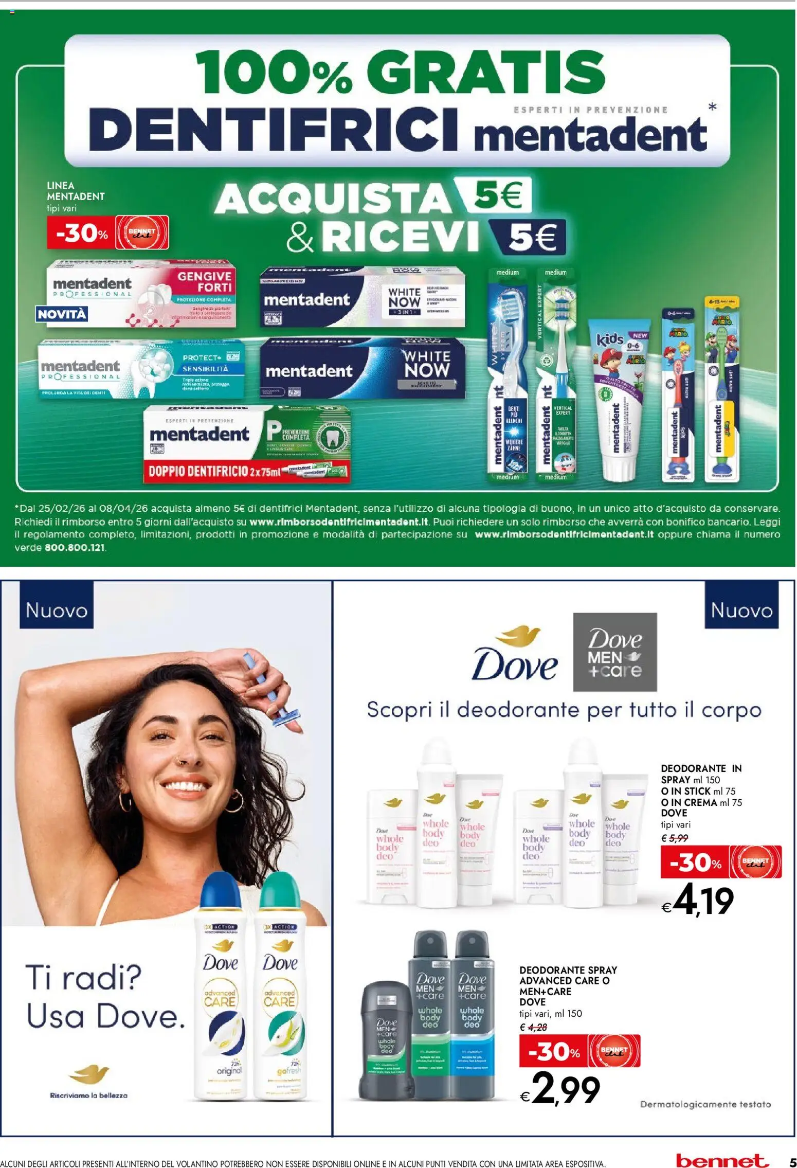 Volantino bennet del 12.03.2026 | Pagina: 5 | Prodotti: Crema, Deodorante, Dentifricio