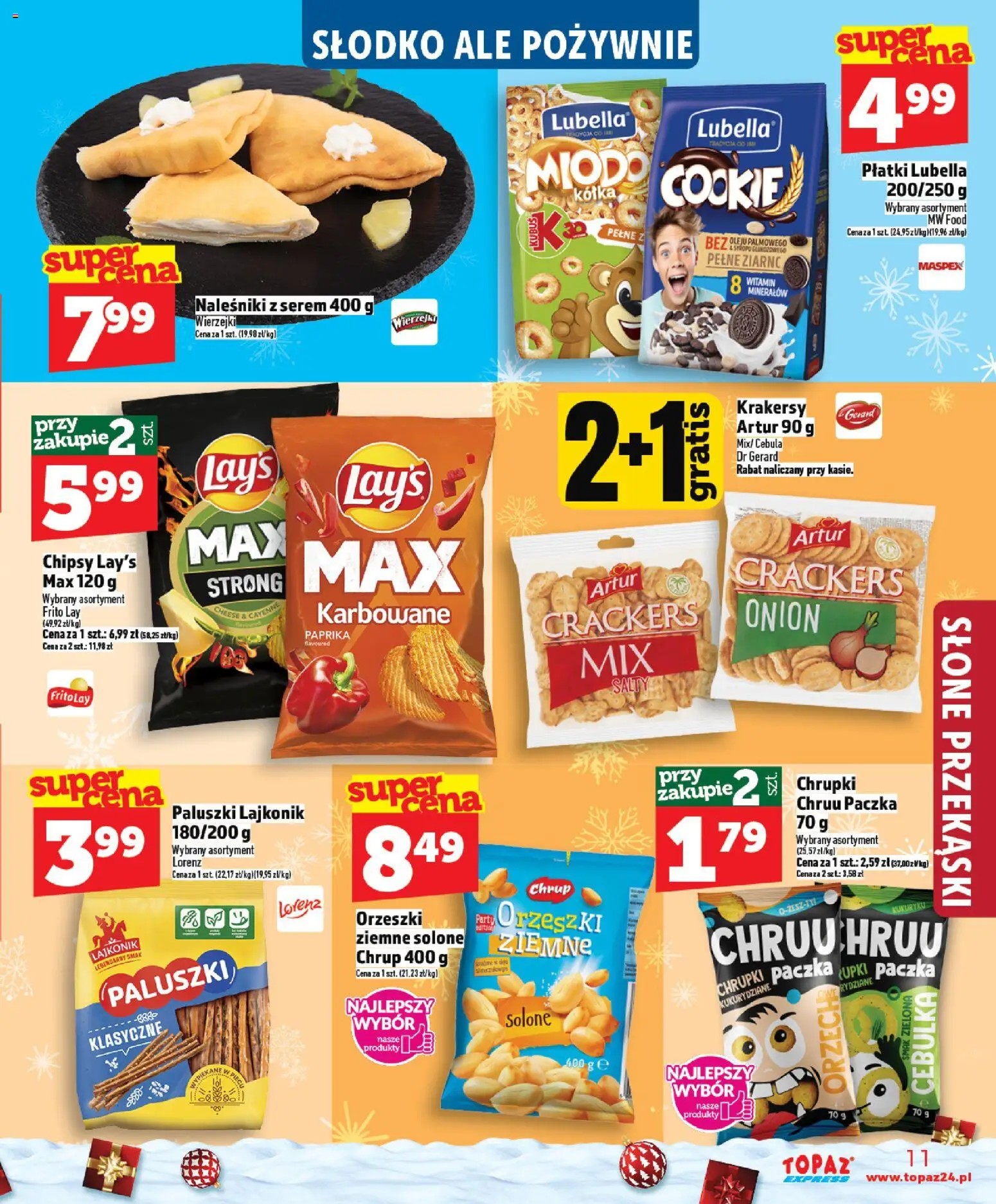 Topaz Gazetka - Express od 11.12.2025 | Strona: 11 | Produkty: Paluszki, Krakersy, Płatki, Naleśniki
