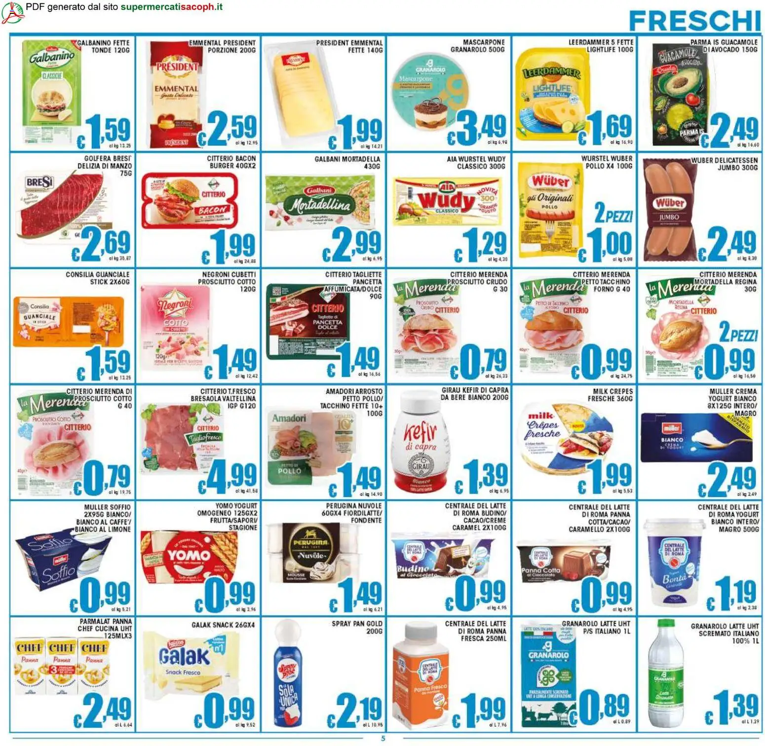 Volantino Sacoph del 06.03.2026 | Pagina: 5 | Prodotti: Crema, Panna, Tacchino, Guanciale