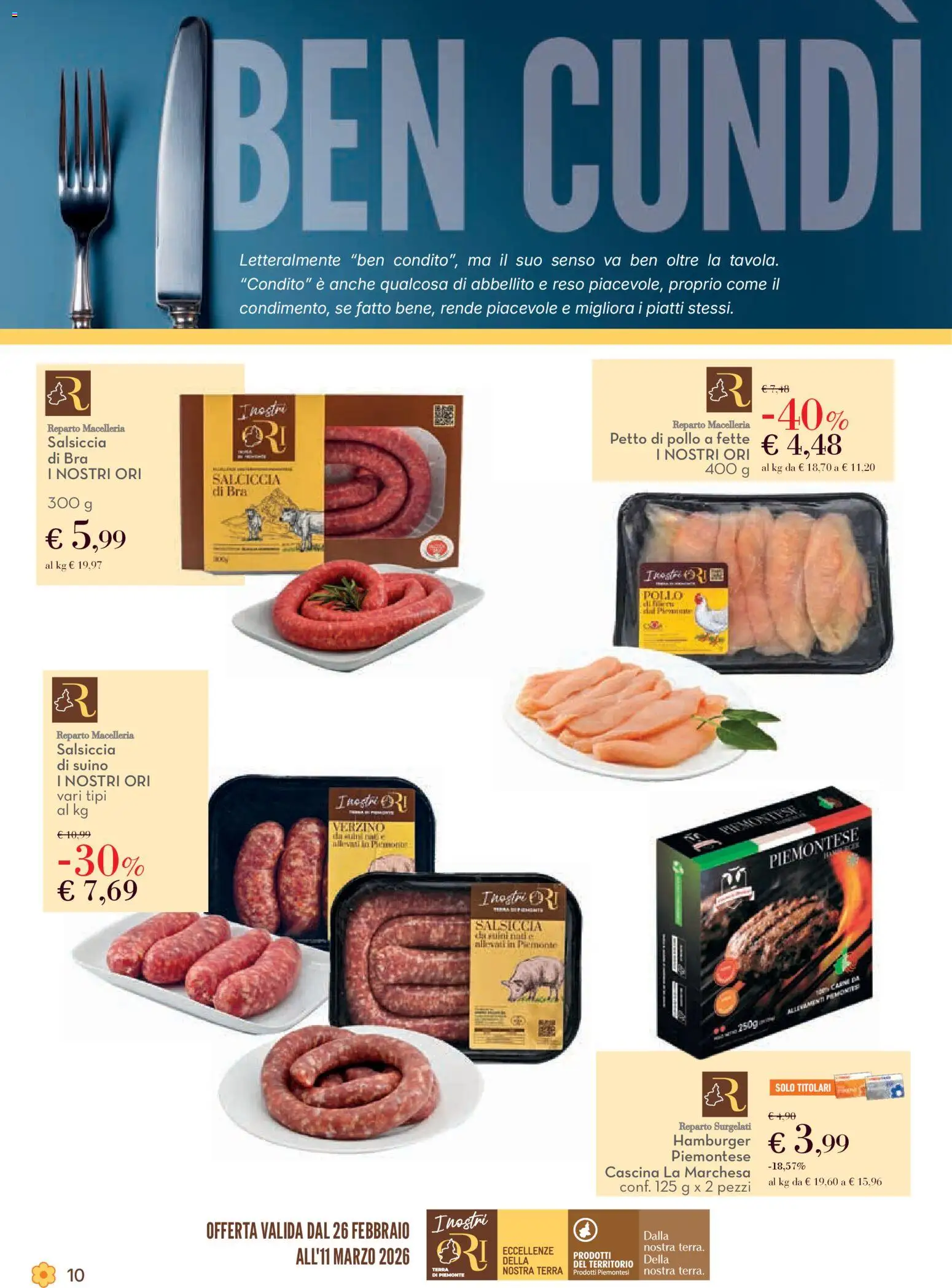 Volantino Conad del 26.02.2026 | Pagina: 10 | Prodotti: Pollo, Suino, Salsiccia, Hamburger
