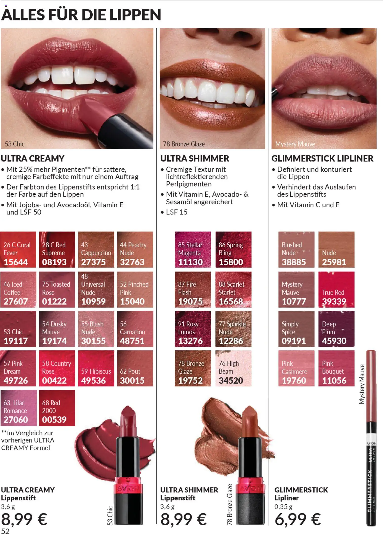 AVON Katalog März 2026 – gültig ab 01.03.2026 | Seite: 54 | Produkte: Coral, Lippenstift, Avocado, Lipliner