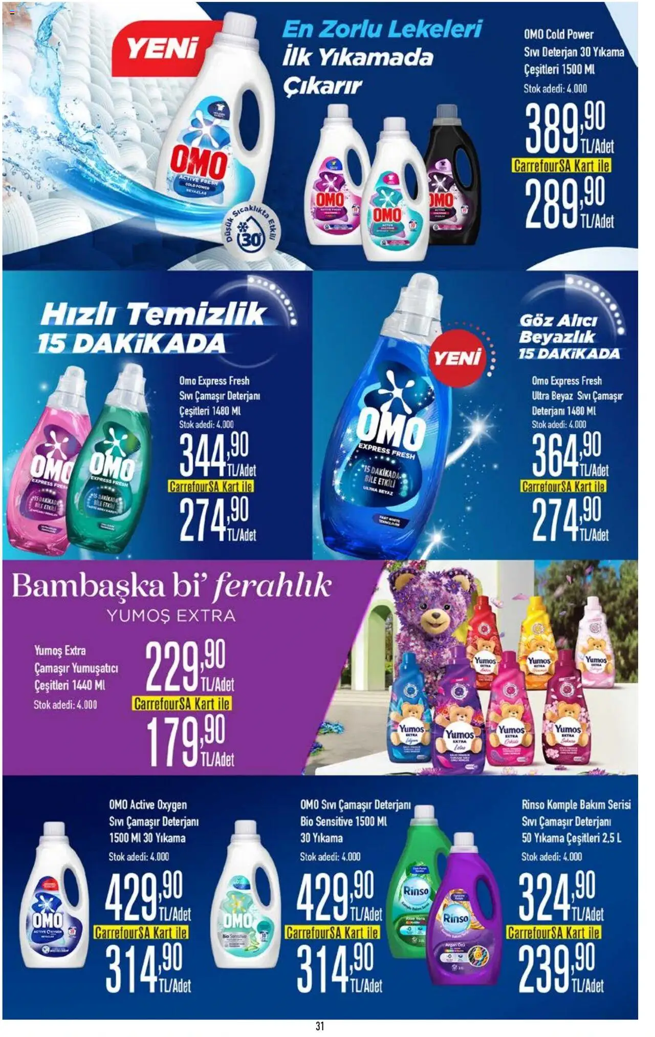 CarrefourSA Katalog - 09.10.2025 tarihinden itibaren geçerlidir | Sayfa: 31 | Ürünler: Çamaşır deterjanı, Yumuşatıcı, Deterjan