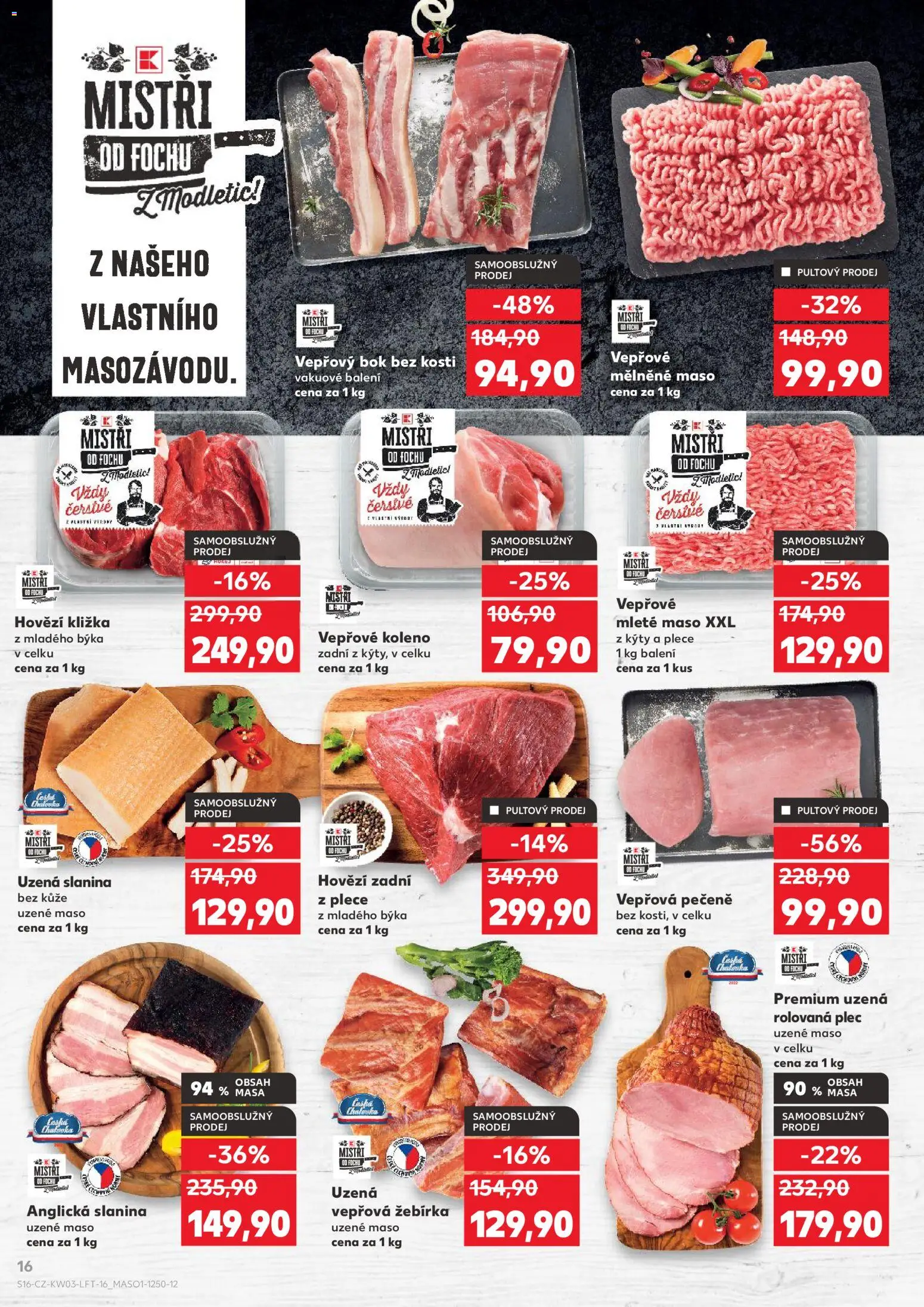 Kaufland leták - Kolín od 14.01.2026 | Strana: 16 | Produkty: Hovězí zadní, Vepřový bok bez kosti, Anglická slanina, Mleté maso