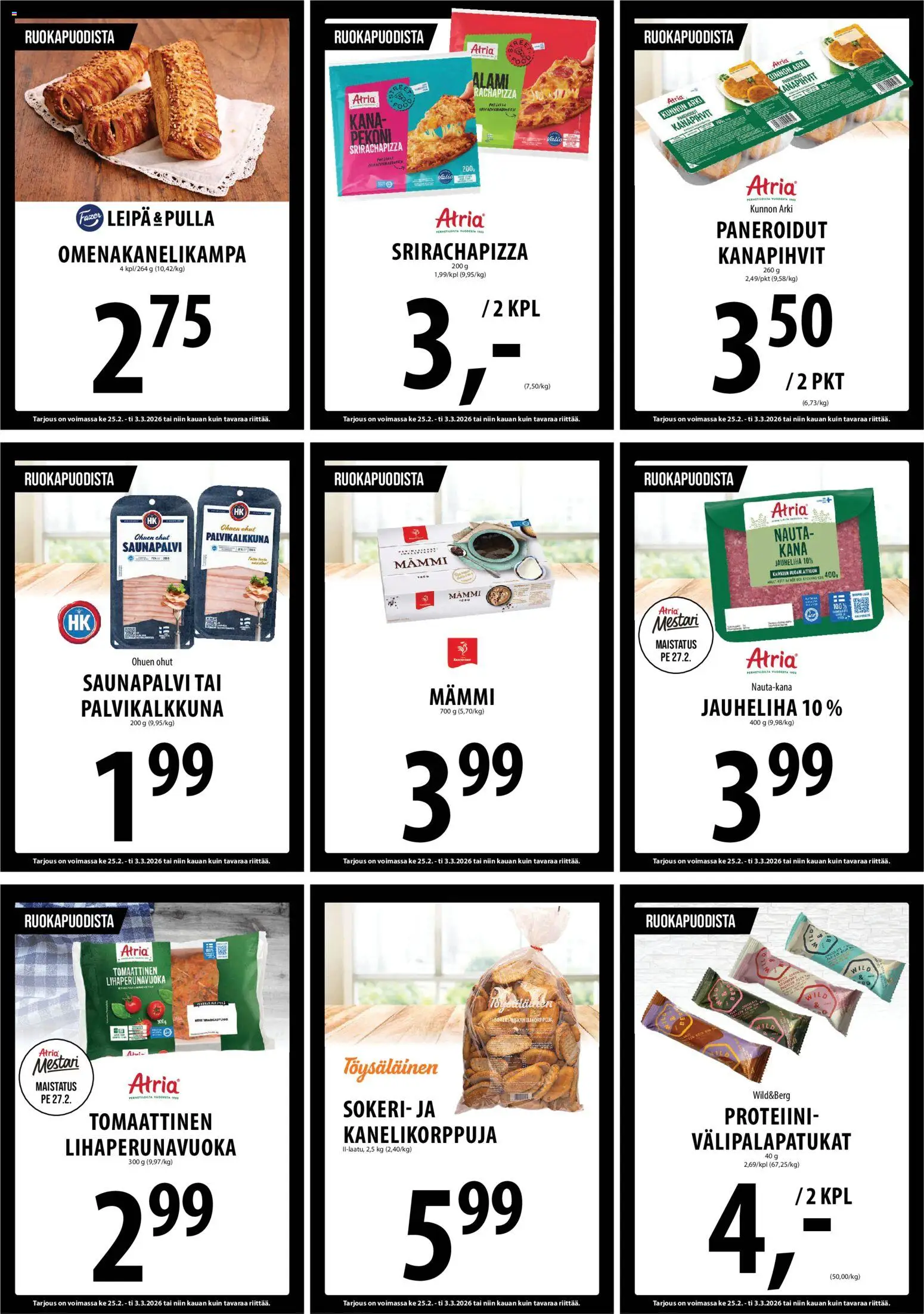 Tuuri tarjoukset – voimassa 25.02.2026 alkaen | Sivu: 9 | Tuotteet: Kana, Pekoni, Leipä, Pulla