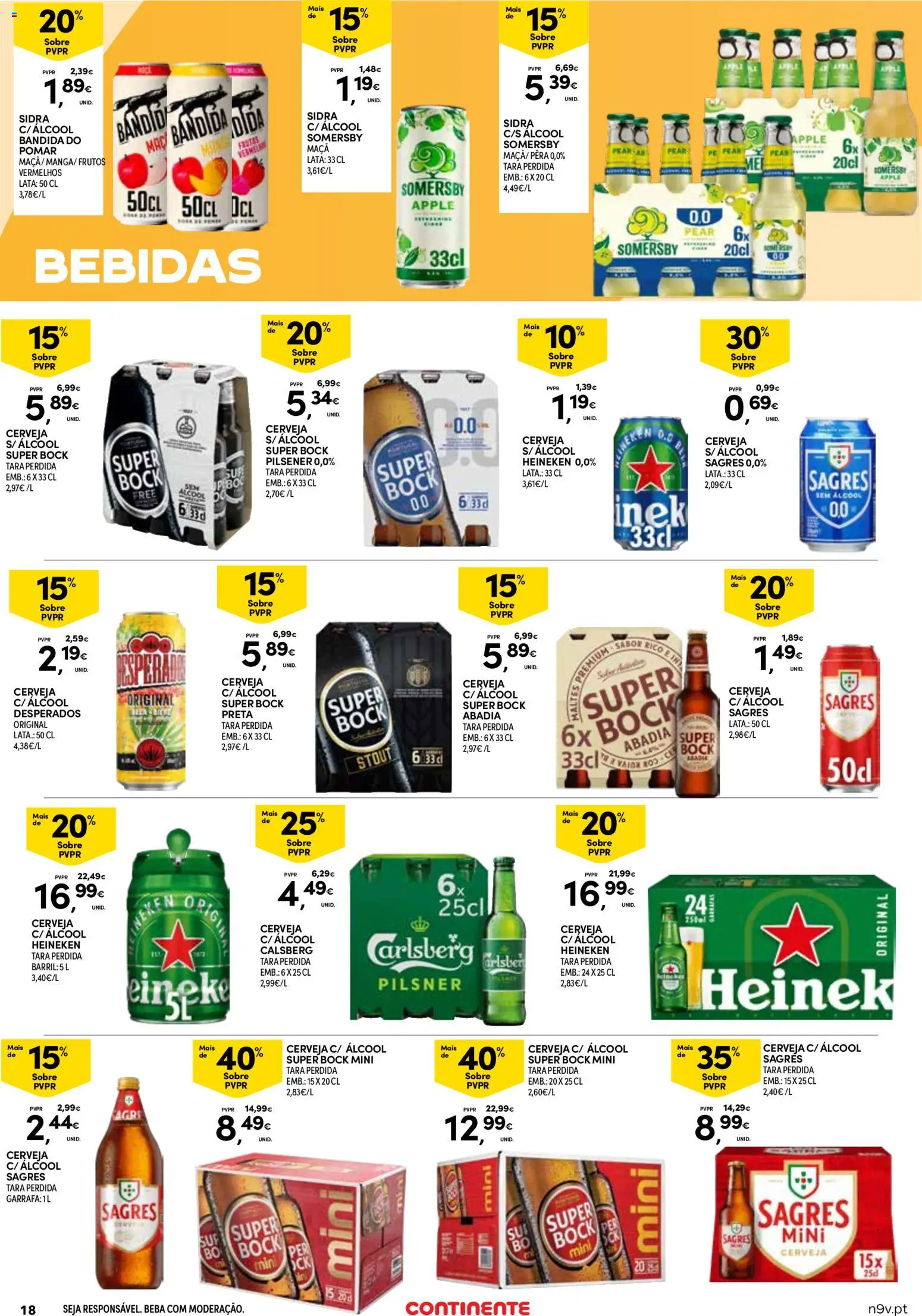 Continente Açores  │ válido de 16.04.2026 | Página: 18 | Produtos: Super bock, Maça, Cerveja, Somersby