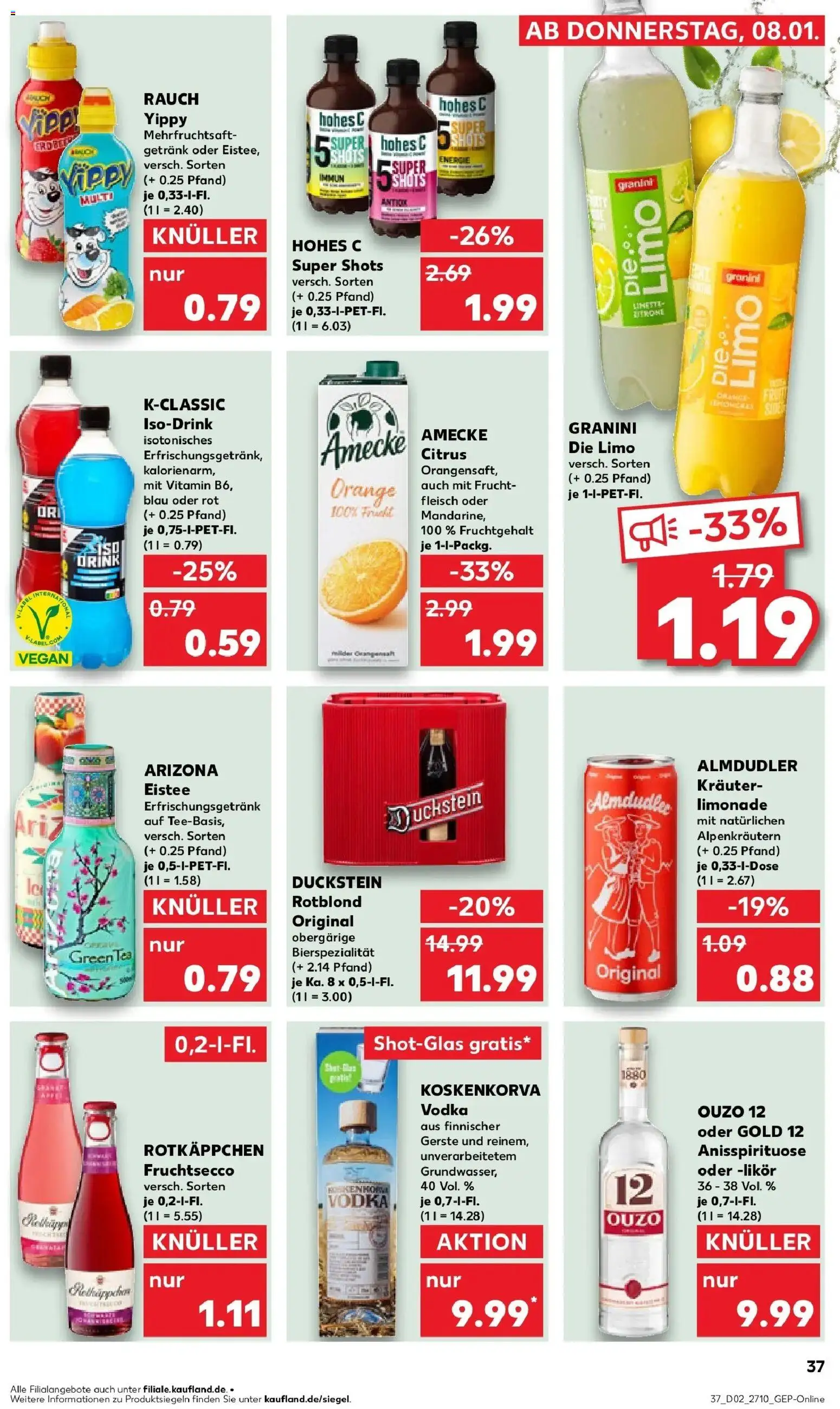 Kaufland prospekt Taucha	 – gültig ab 08.01.2026 | Seite: 37 | Produkte: Ouzo 12, Likör, Limonade, Granini