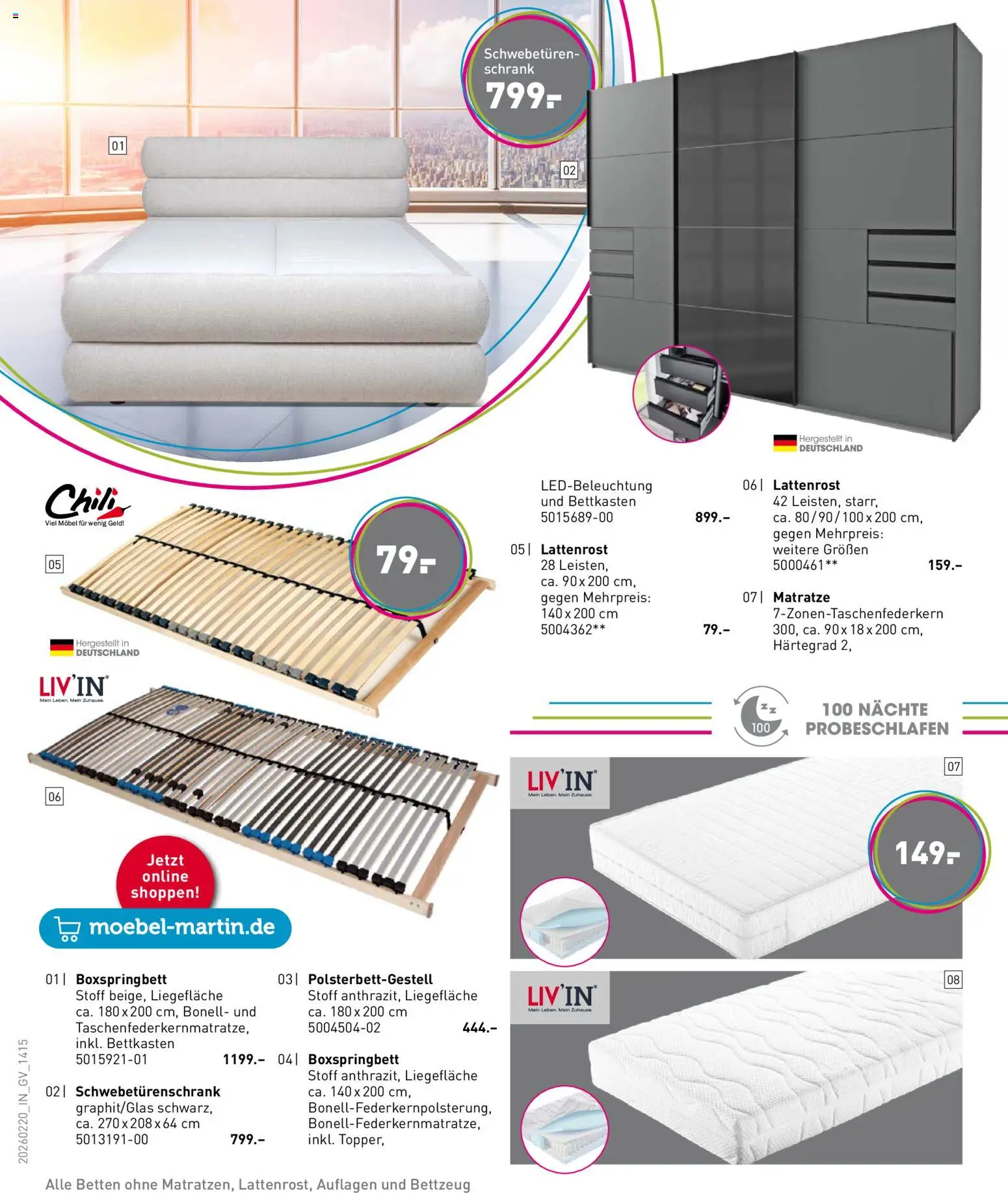 Möbel Martin Prospekt 	 – gültig ab 20.02.2026 | Seite: 14 | Produkte: Matratze, Schwebetürenschrank, Boxspringbett, Schrank
