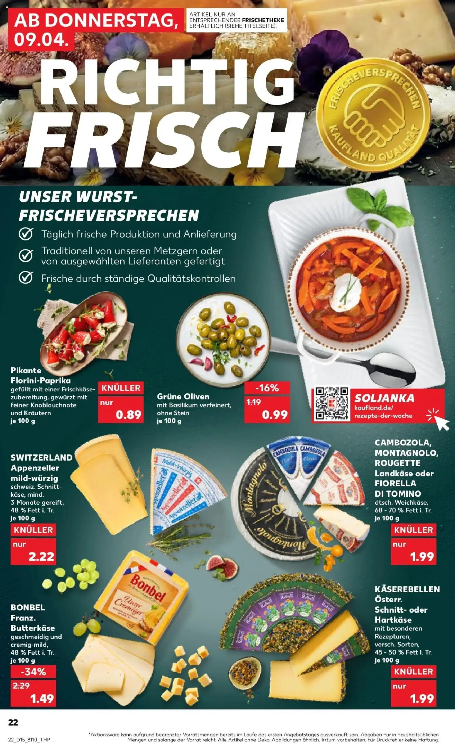 Kaufland Prospekt Senftenberg	 – gültig ab 08.04.2026 | Seite: 22 | Produkte: Wurst, Frischkase