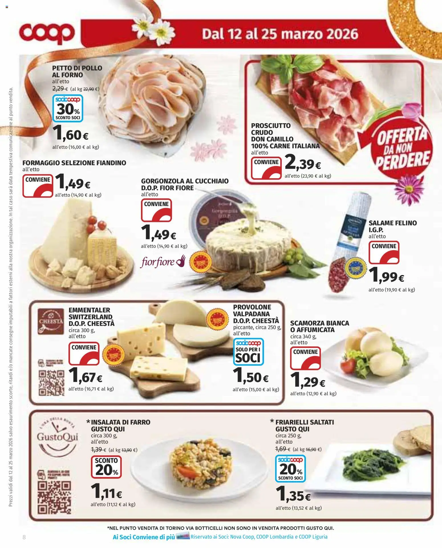 Volantino COOP del 12.03.2026 | Pagina: 8 | Prodotti: Formaggio, Prosciutto, Data, Friarielli