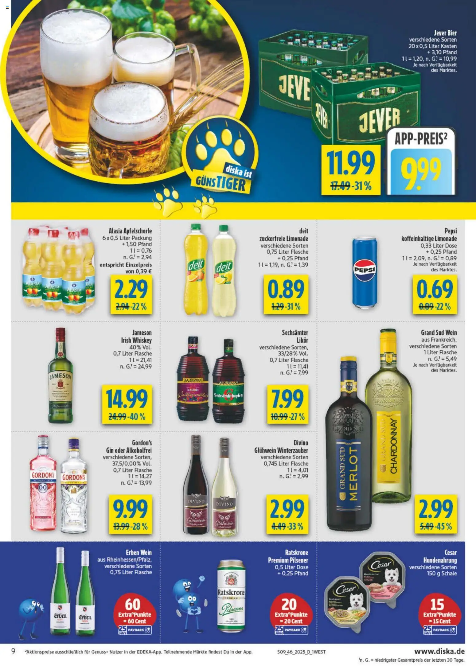 Diska - Diska Angebote Bayern KW46 – gültig ab 10.11.2025 | Seite: 9 | Produkte: Merlot, Limonade, Jameson, Wein