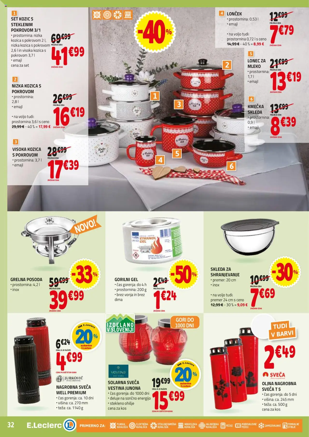 E.leclerc katalog │ velja od 02.07.2025 | Stran: 32 | Izdelki: Teza, Sveča, Kos, Mleko