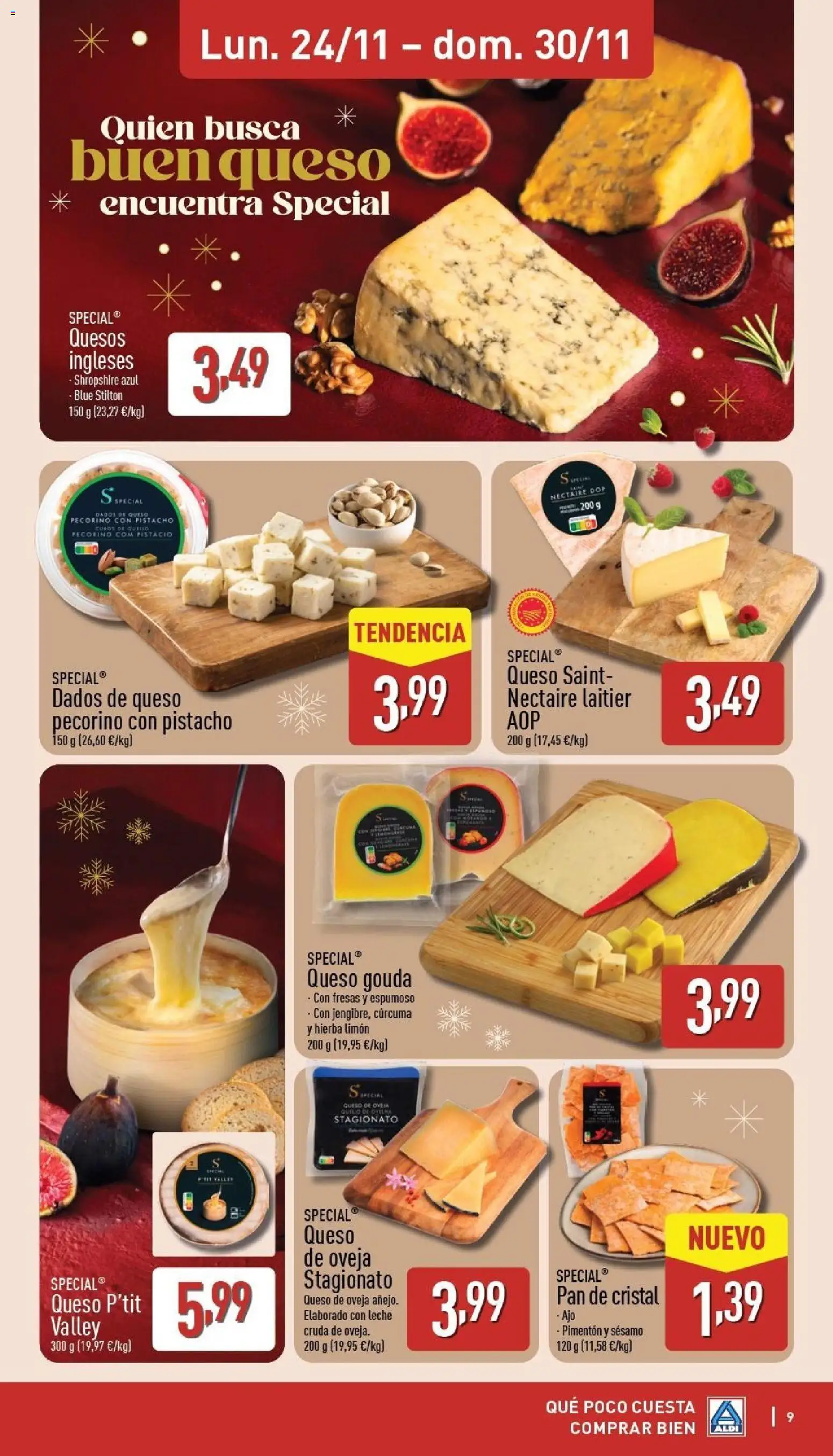 Aldi folleto Península │ válido desde el 24.11.2025 | Página: 9 | Productos: Queso de oveja, Leche, Queso, Pan