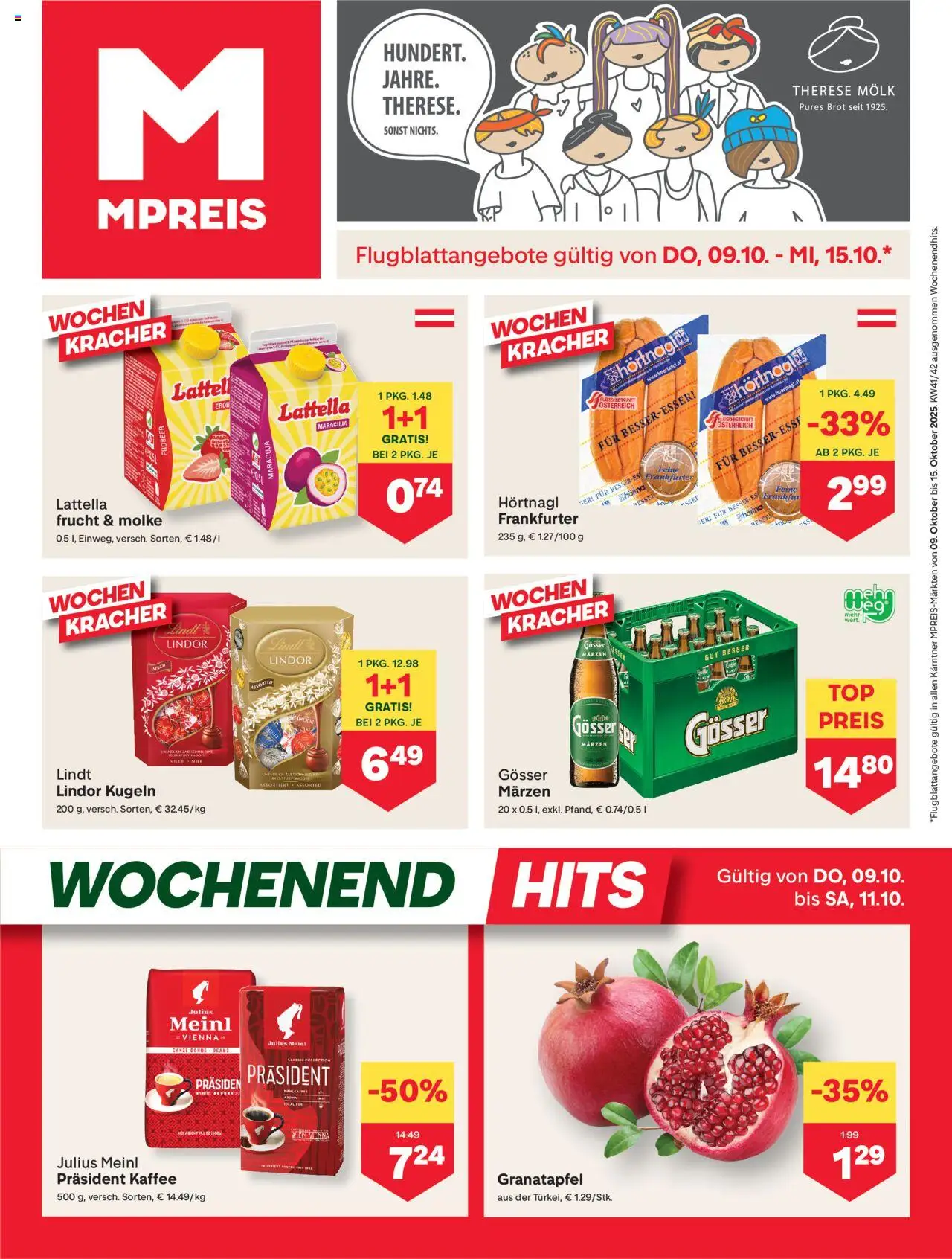 MPREIS Dellach im Drautal gültig ab 09.10.2025 | Seite: 1 | Produkte: Brot, Kaffee