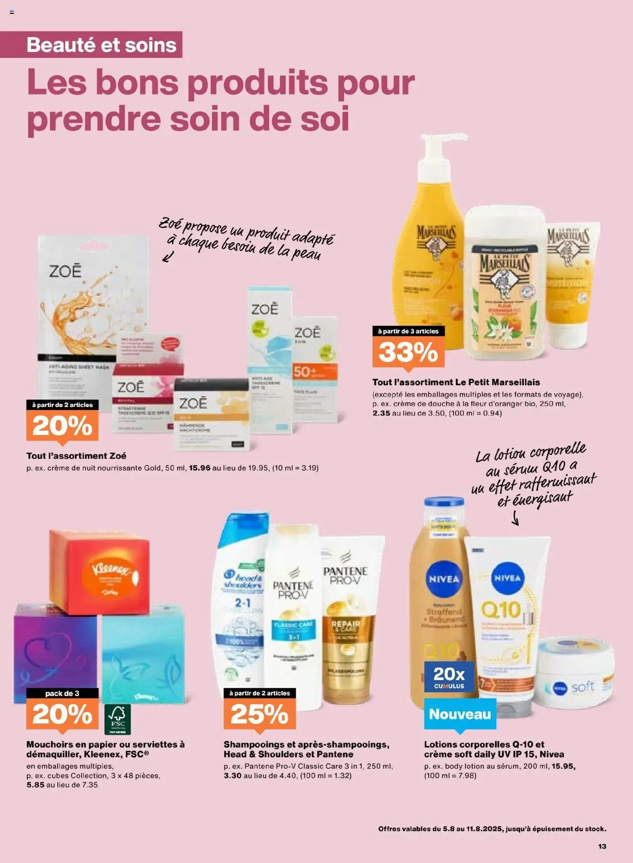 Migros - Magazin FR ab 05.08.2025 | Seite: 13 | Produkte: Serum, Conditioner, Body Lotion, Creme
