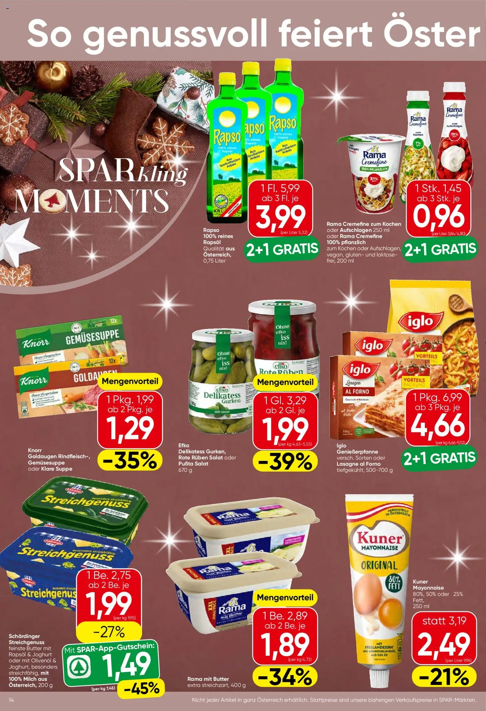 Spar Flublatt - Wien gültig ab 18.12.2025 | Seite: 14 | Produkte: Salat, Milch, Butter, Rindfleisch