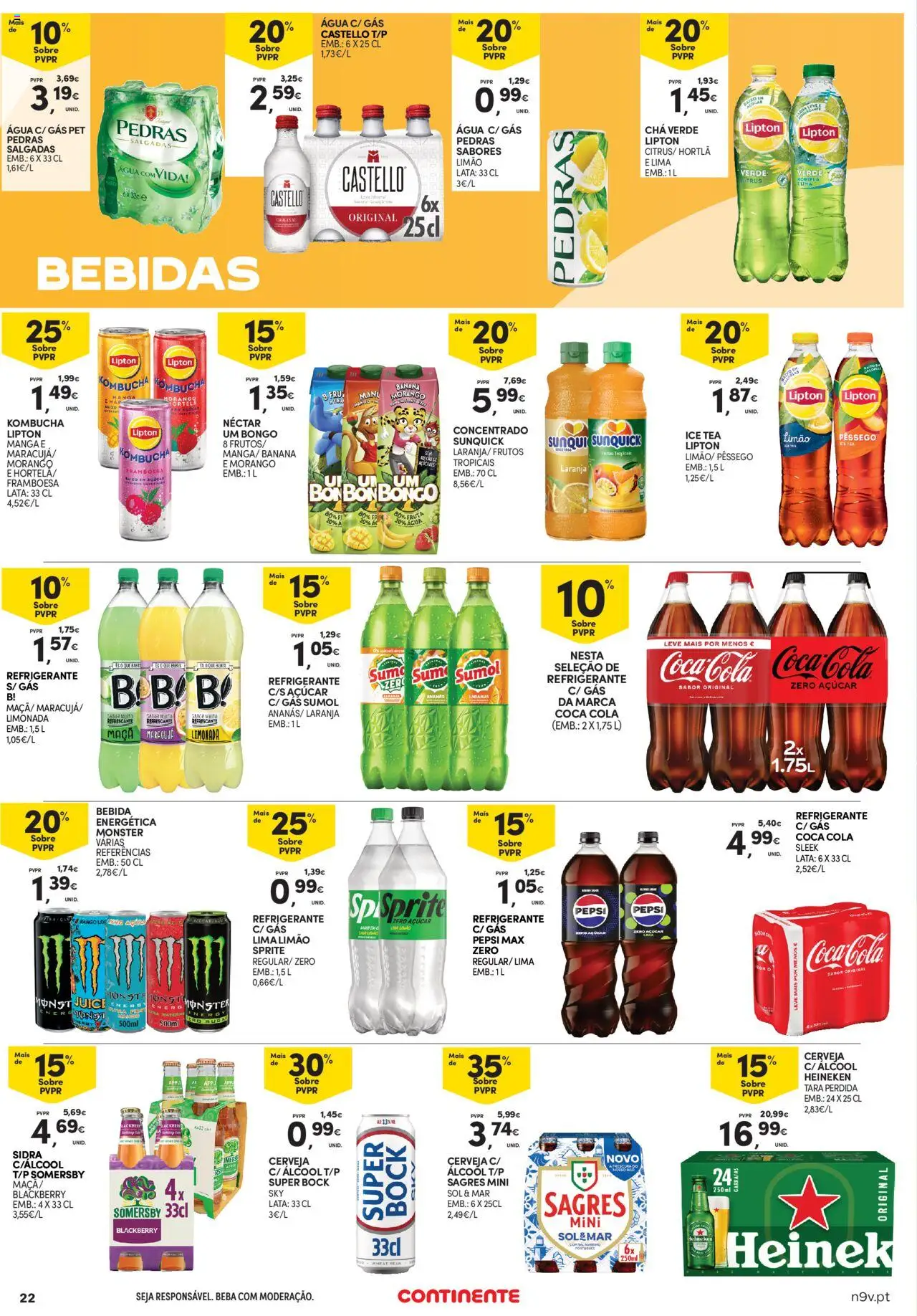 Continente - Açores │ válido de 16.10.2025 | Página: 22 | Produtos: Super bock sky, Banana, Cerveja, Chá